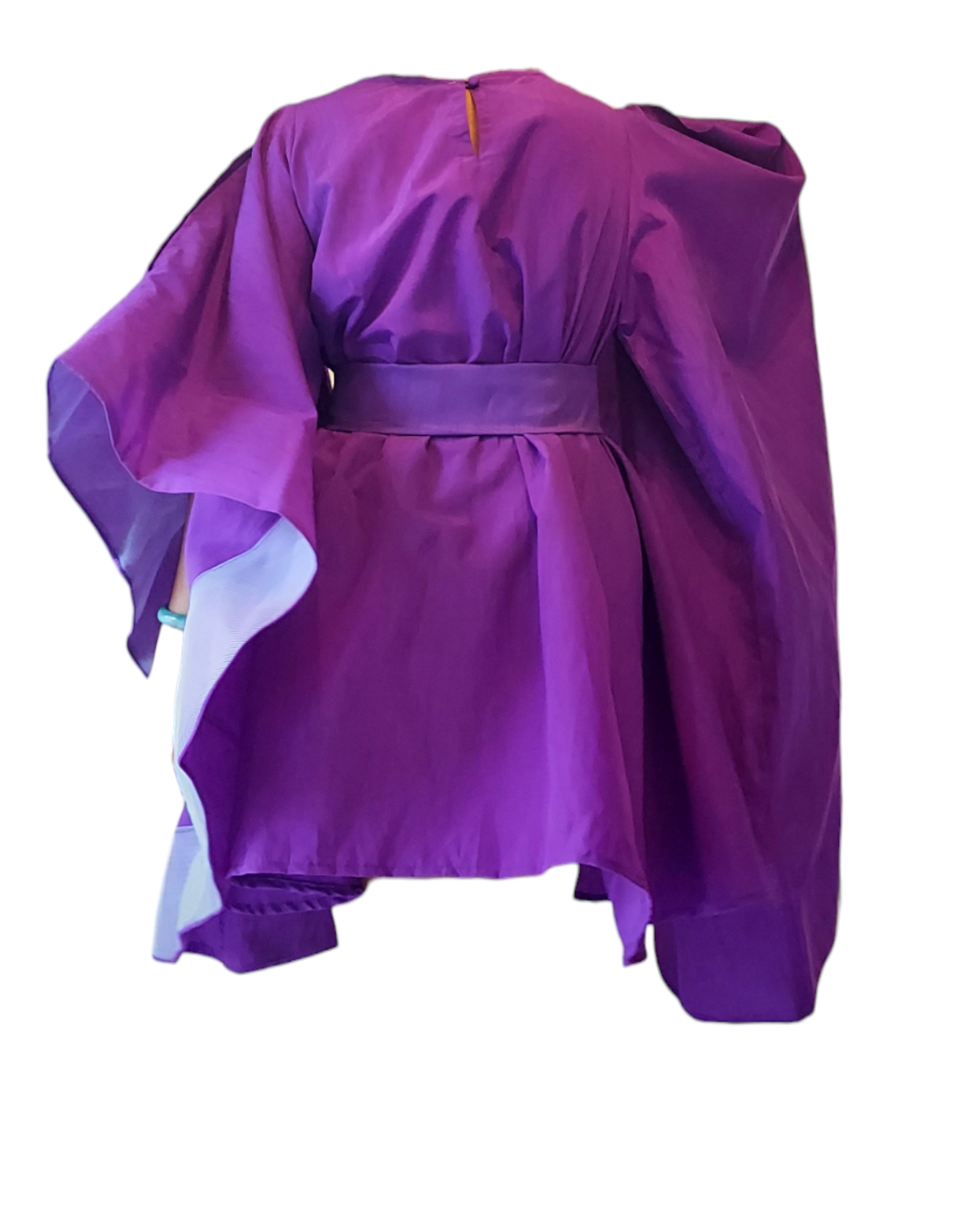 Faux Silk Wing Dress/Poncho Dress/ Wing Sleeves-Purple