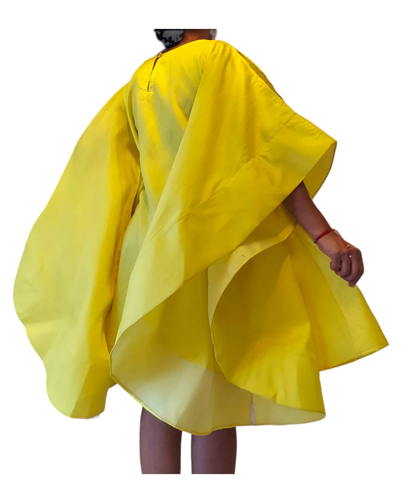 Wing Dress/Faux Silk/Poncho Dress/ Wing Sleeves-25032 Yellow