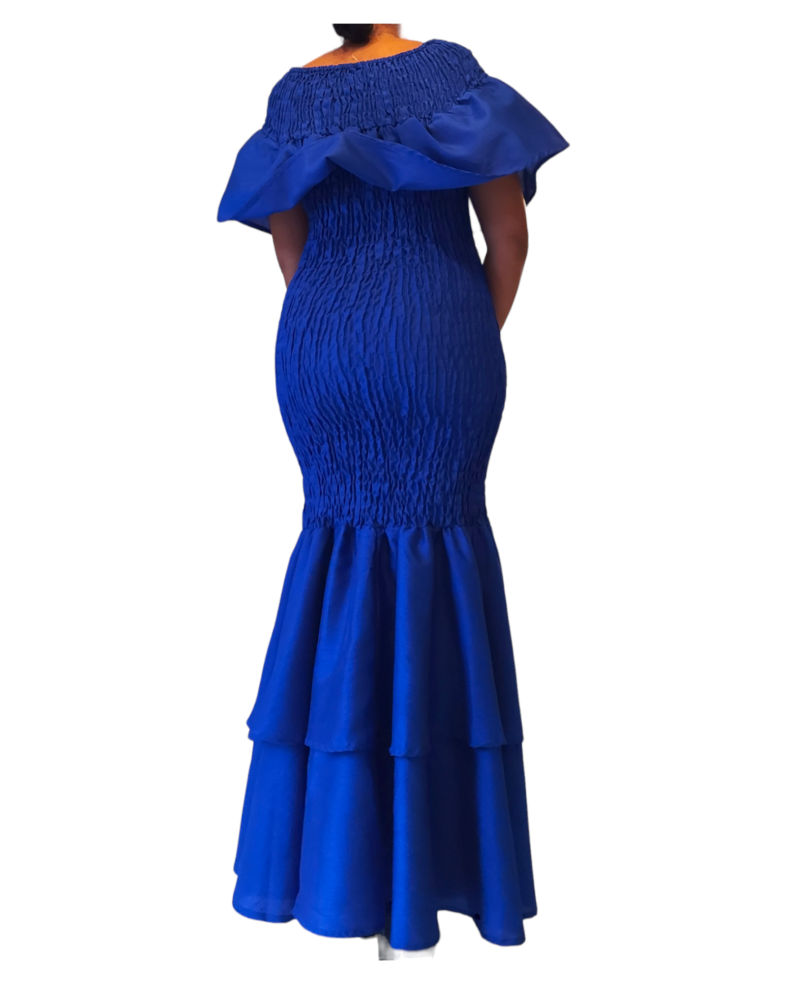 Faux Silk Smock Mermaid Dress - Royal Blue