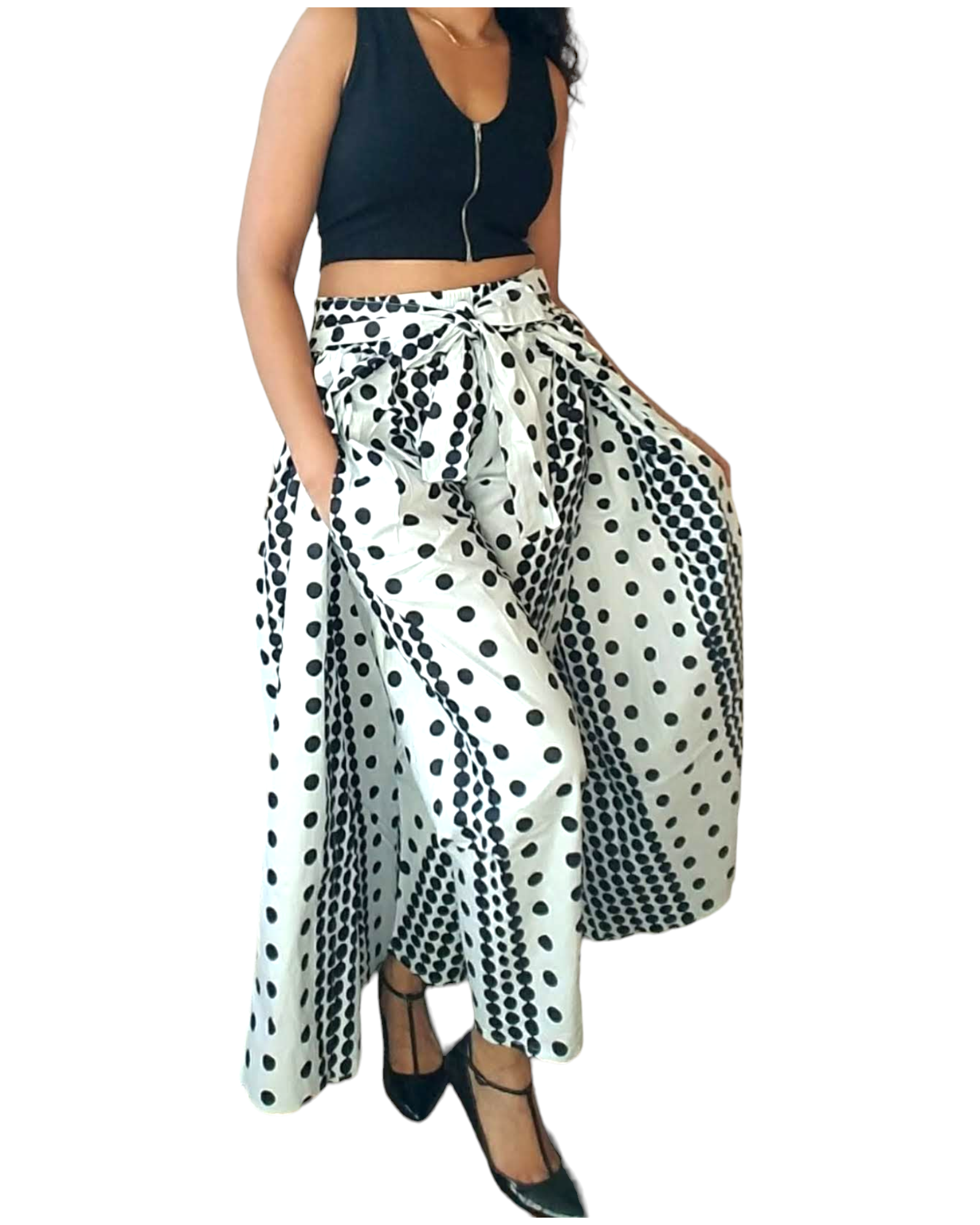 25-  Women African Cape Pant- White/Black