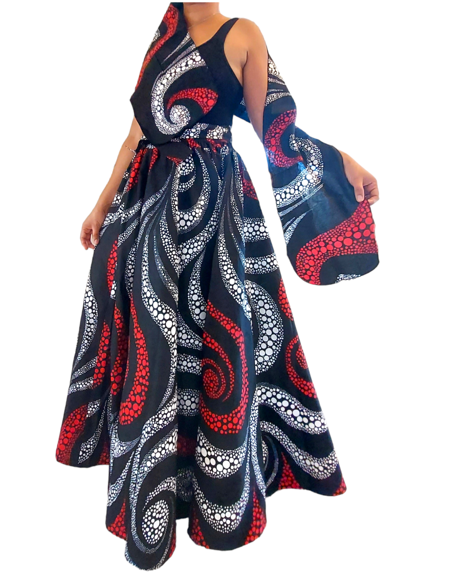 7001  Long Maxi Skirt / Swirl Print