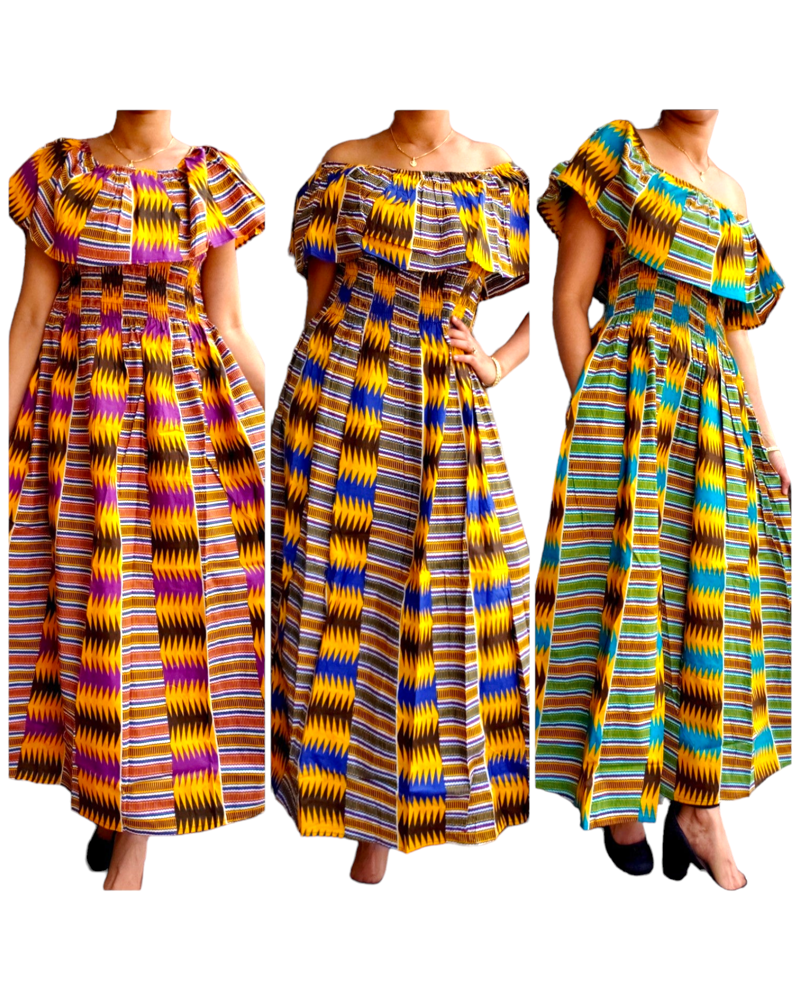 807 -Long Kente Maxi Dress