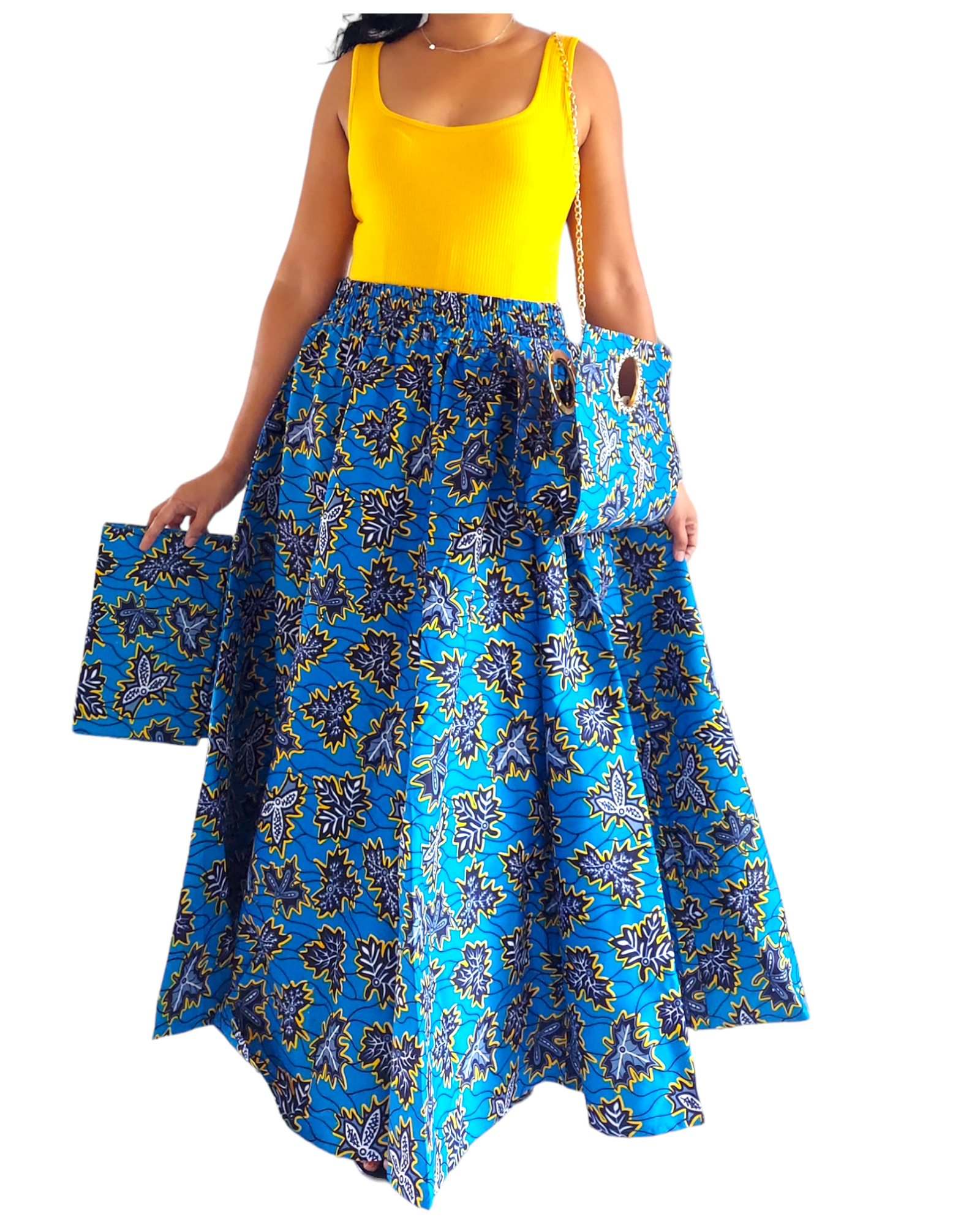 1003 Combo Long Skirt & Pocketbook Set