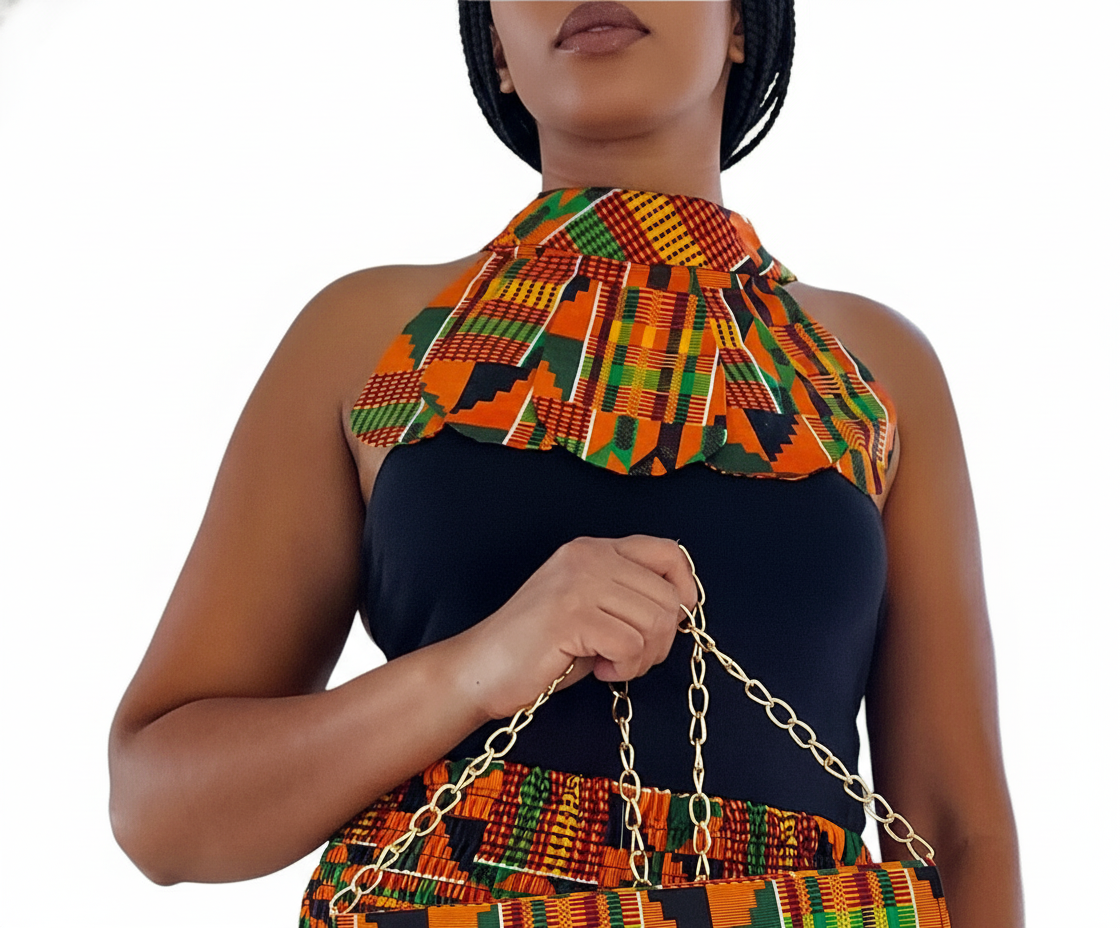 Harem Pant / Bib Necklace / Clutch / Kente- 21