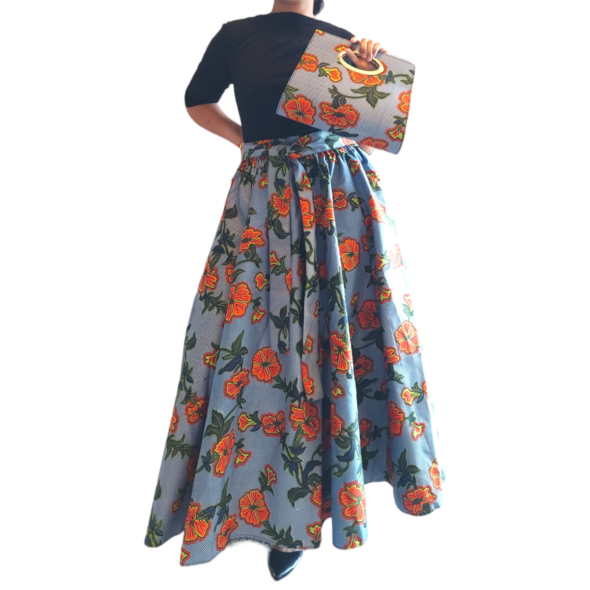 1003 Combo Long Skirt & Pocketbook Set