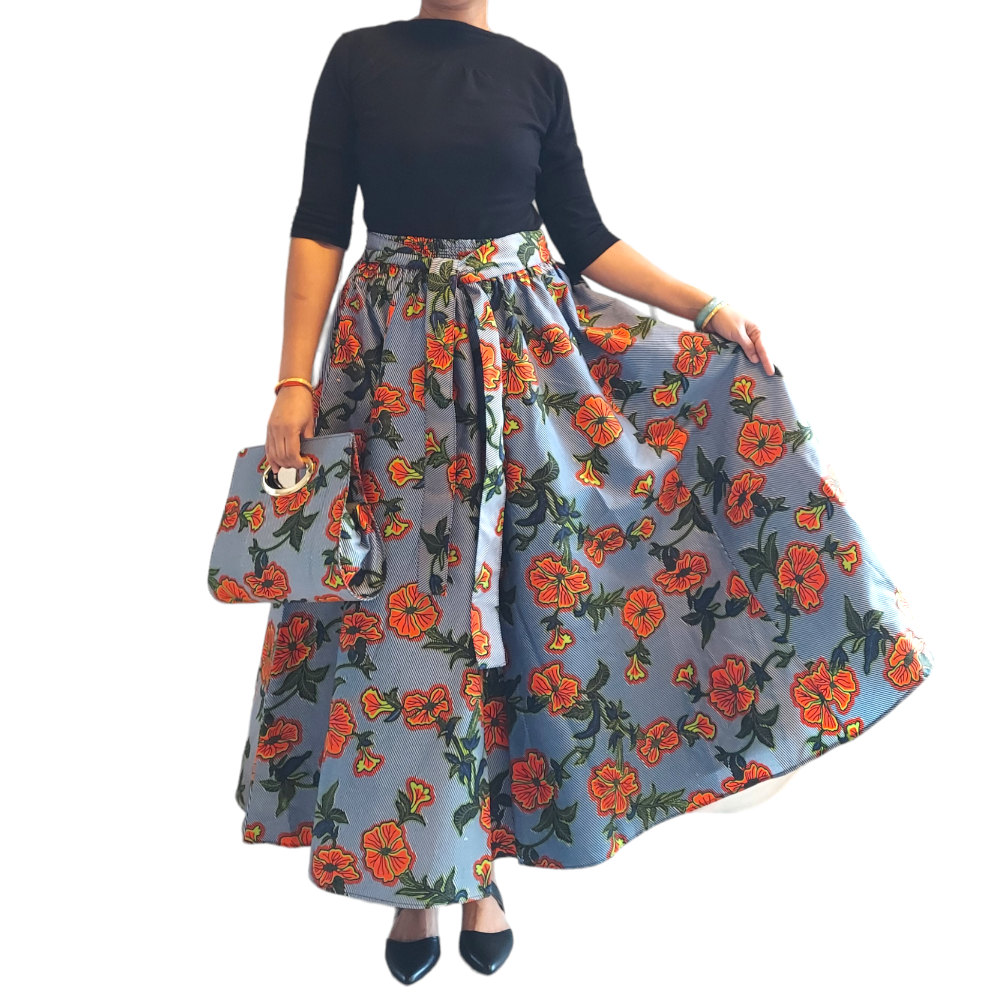 1003 Combo Long Skirt & Pocketbook Set