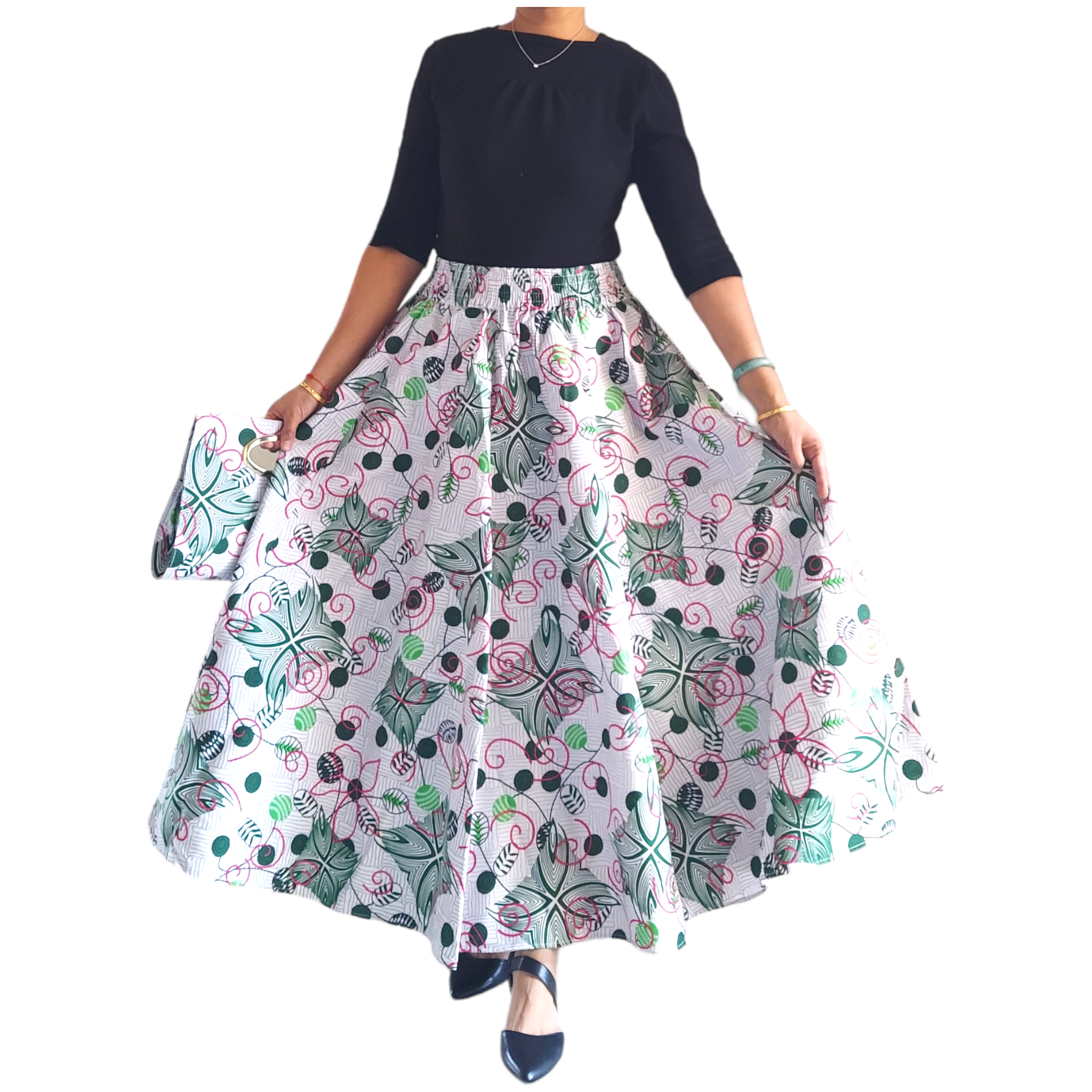 1003 Combo Long Skirt & Pocketbook Set