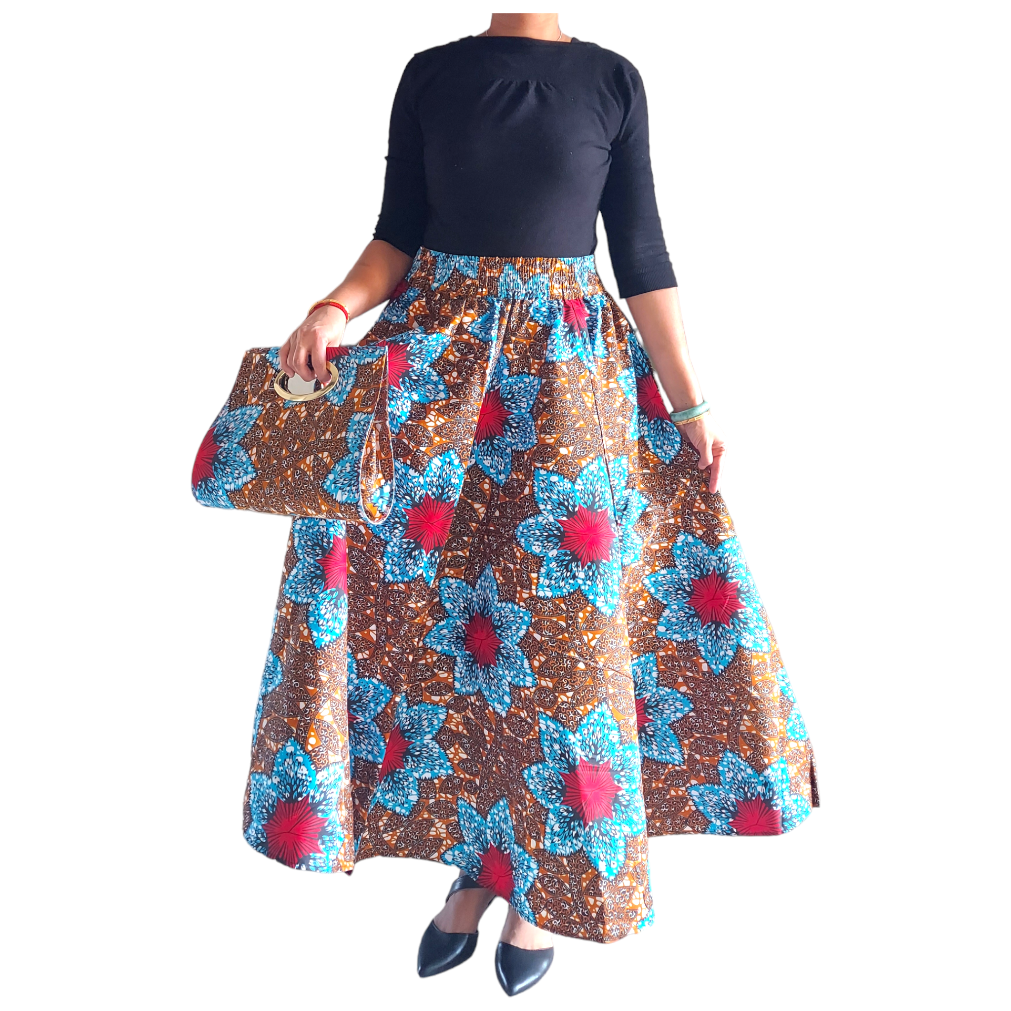 1003 Combo Long Skirt & Pocketbook Set