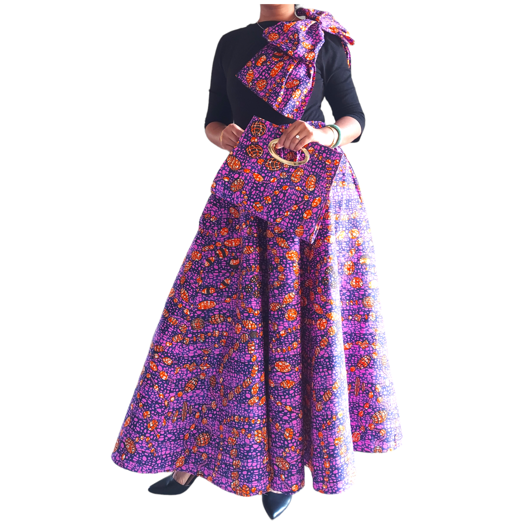 1003 Combo Long Skirt & Pocketbook Set