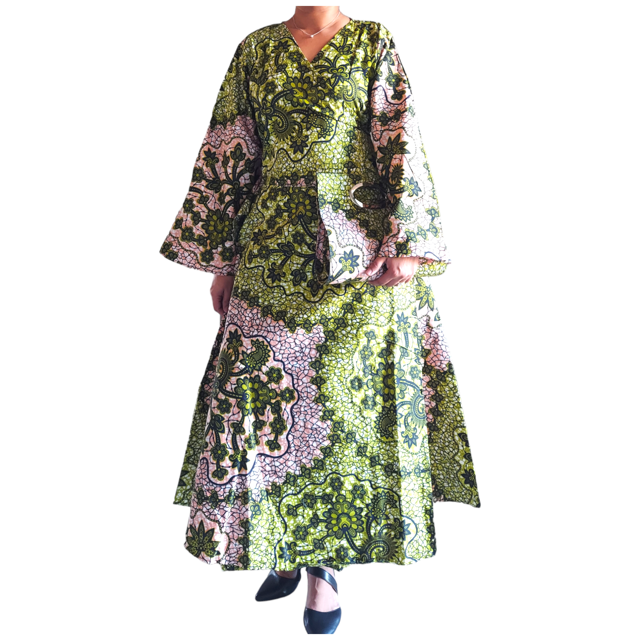 1014 Combo - Long Wrap Dress + Pocketbook Set