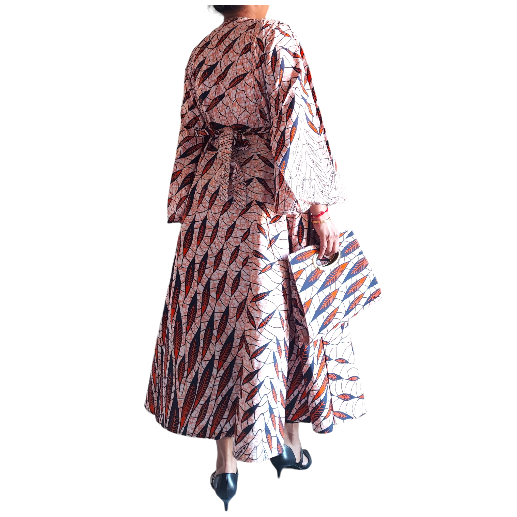 1014 Combo - Long Wrap Dress + Pocketbook Set