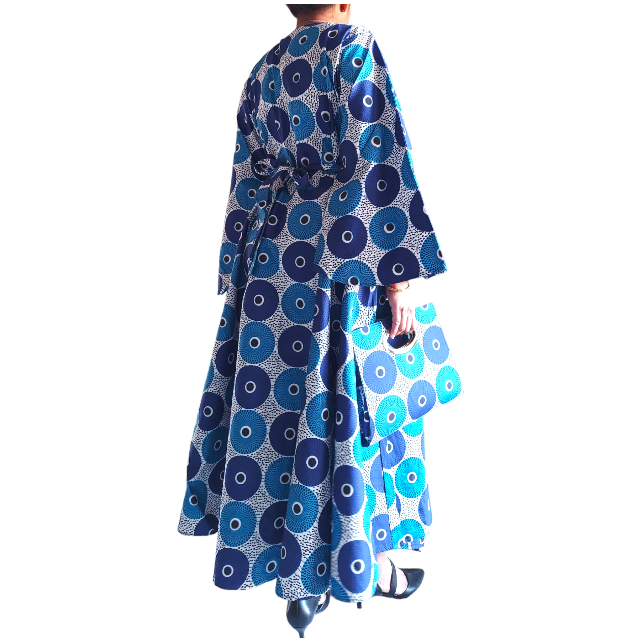 1014 Combo - Long Wrap Dress + Pocketbook Set