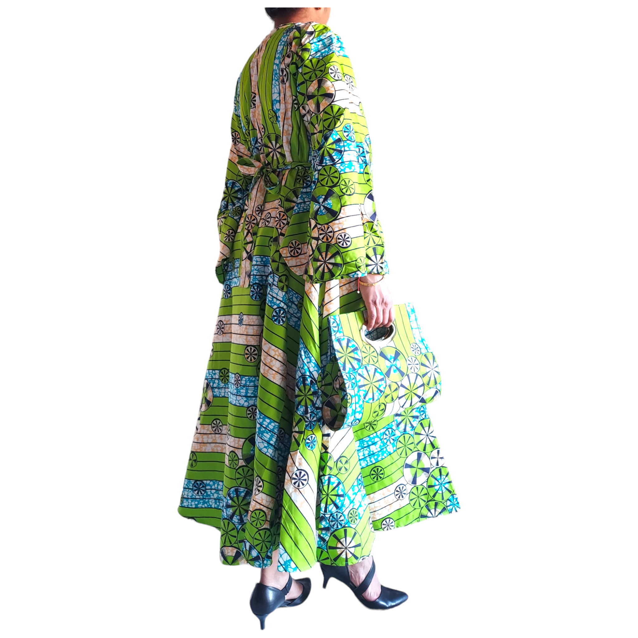 1014 Combo - Long Wrap Dress + Pocketbook Set