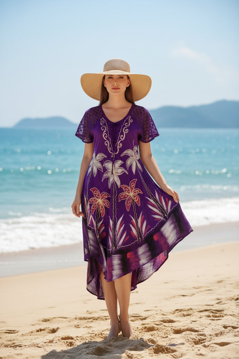 UMBRELLA DRESS/PALM PRINT/ SLEEVES #404