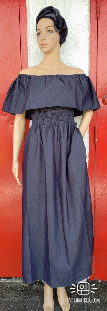 #807- Women Denim Long Tube Dress