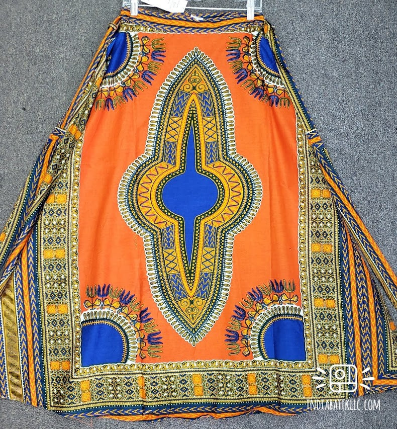 #6006- Women Long Wrap Skirt- Dashiki Print