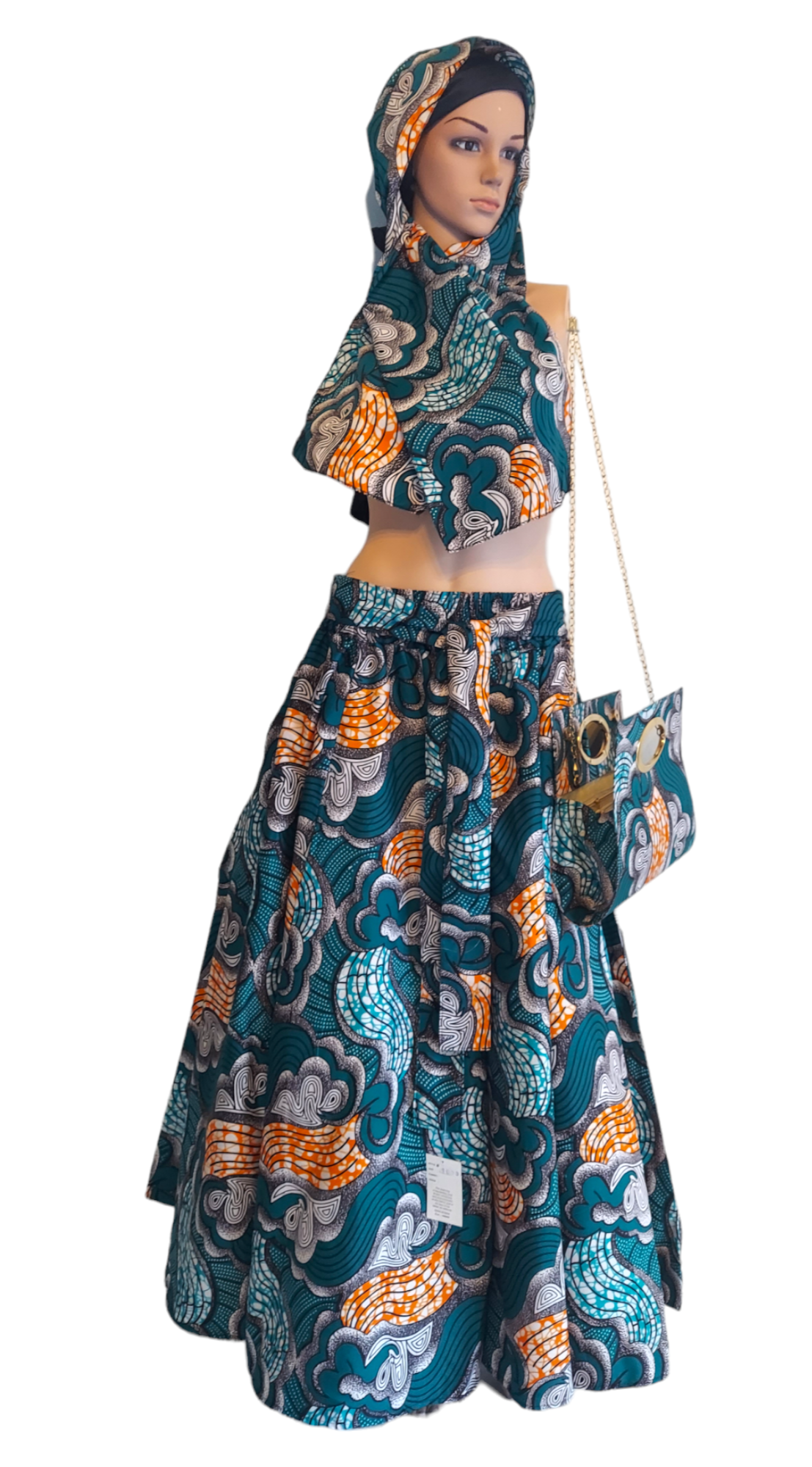 1003 Combo Long Skirt & Pocketbook Set