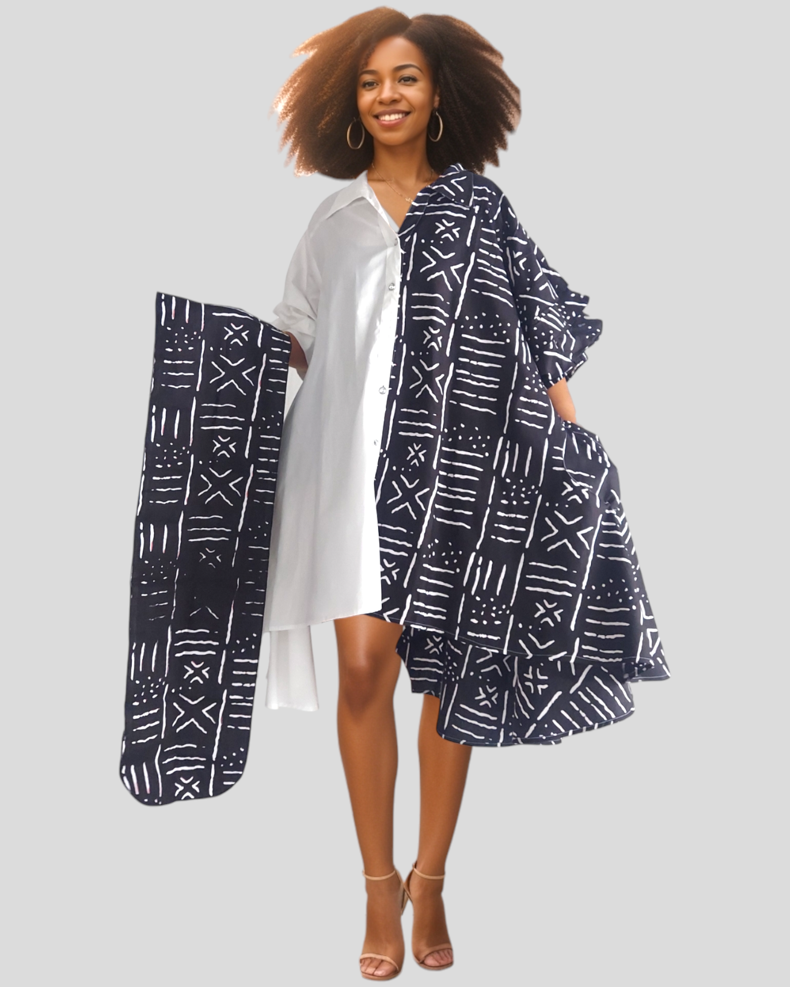 Swing Dress/ Cotton Two Tone 25013 - 60