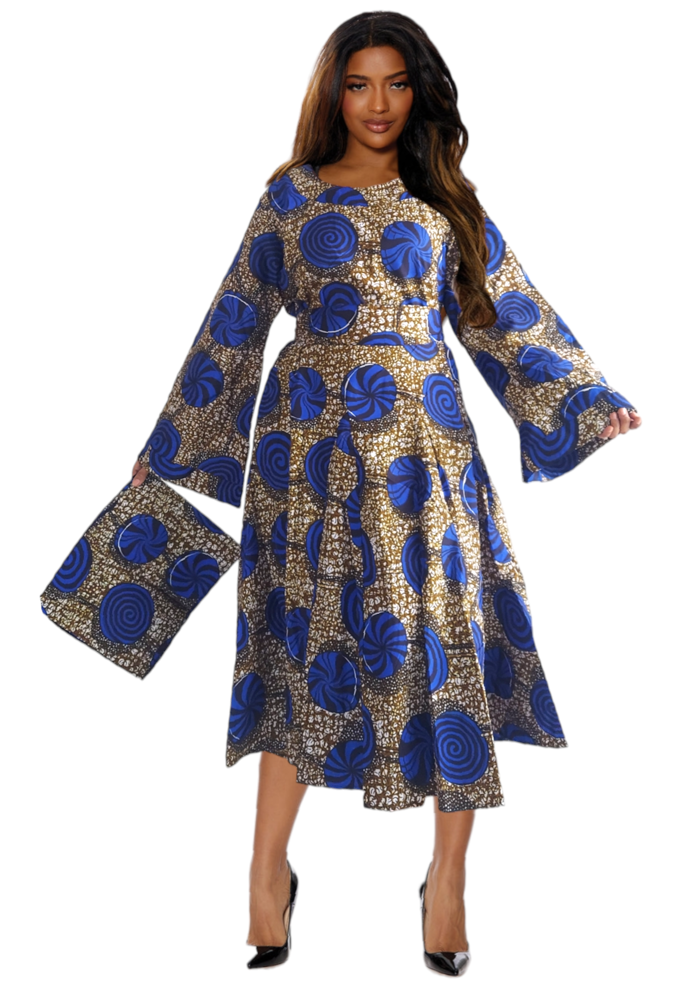 1025- Panel Dress / Long Bell Sleeve