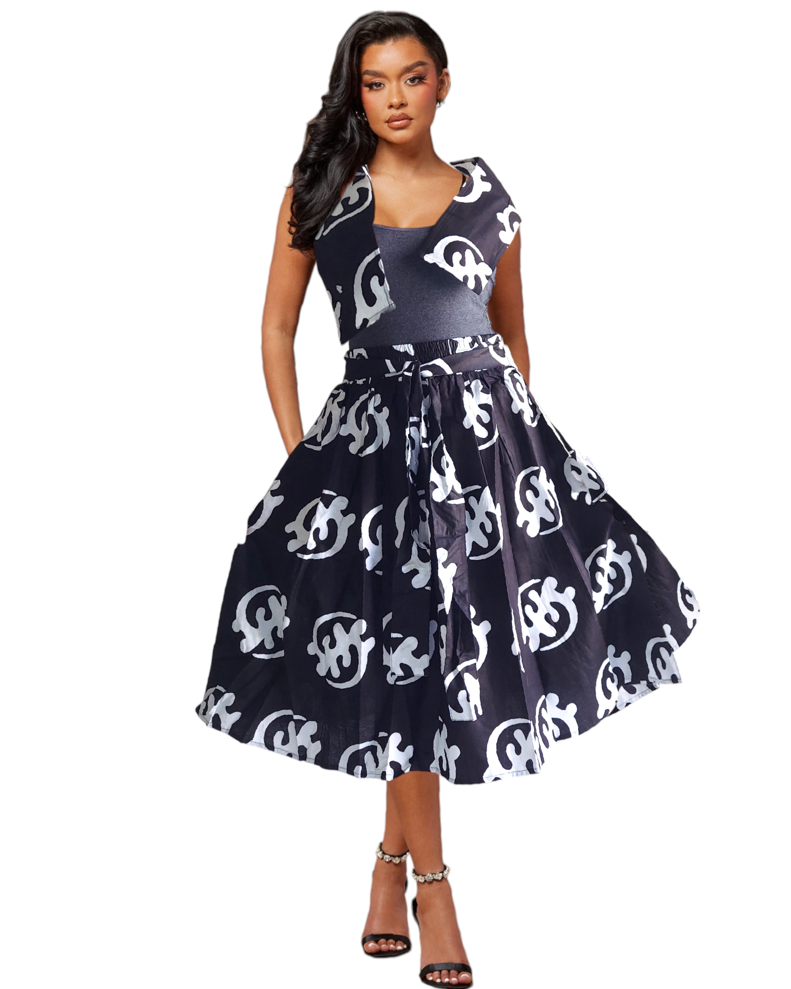 Woman Mid Length Flared skirt -7012 Gynamee Print