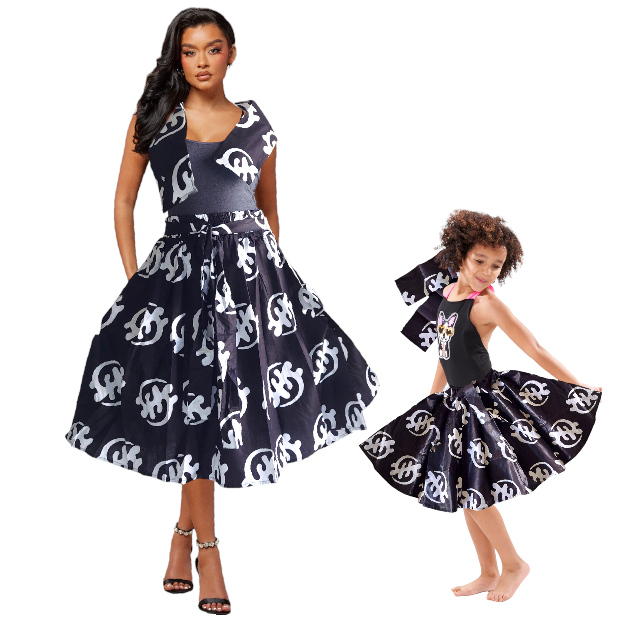 Mommy & Me Mid Length Flared skirt - Gynamee Print