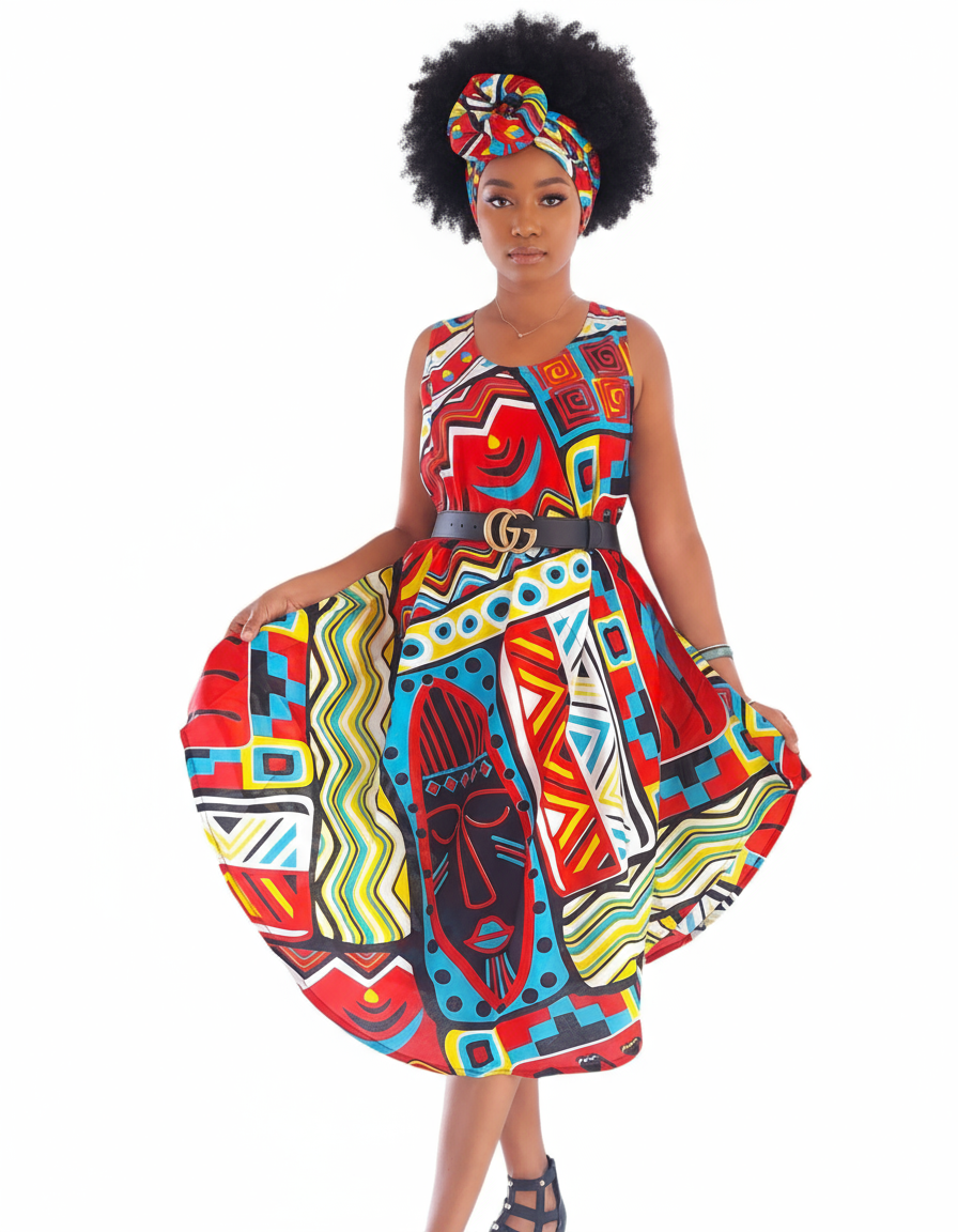 1691 Umbrella Dress/ Beach Dress/ Tribal Print