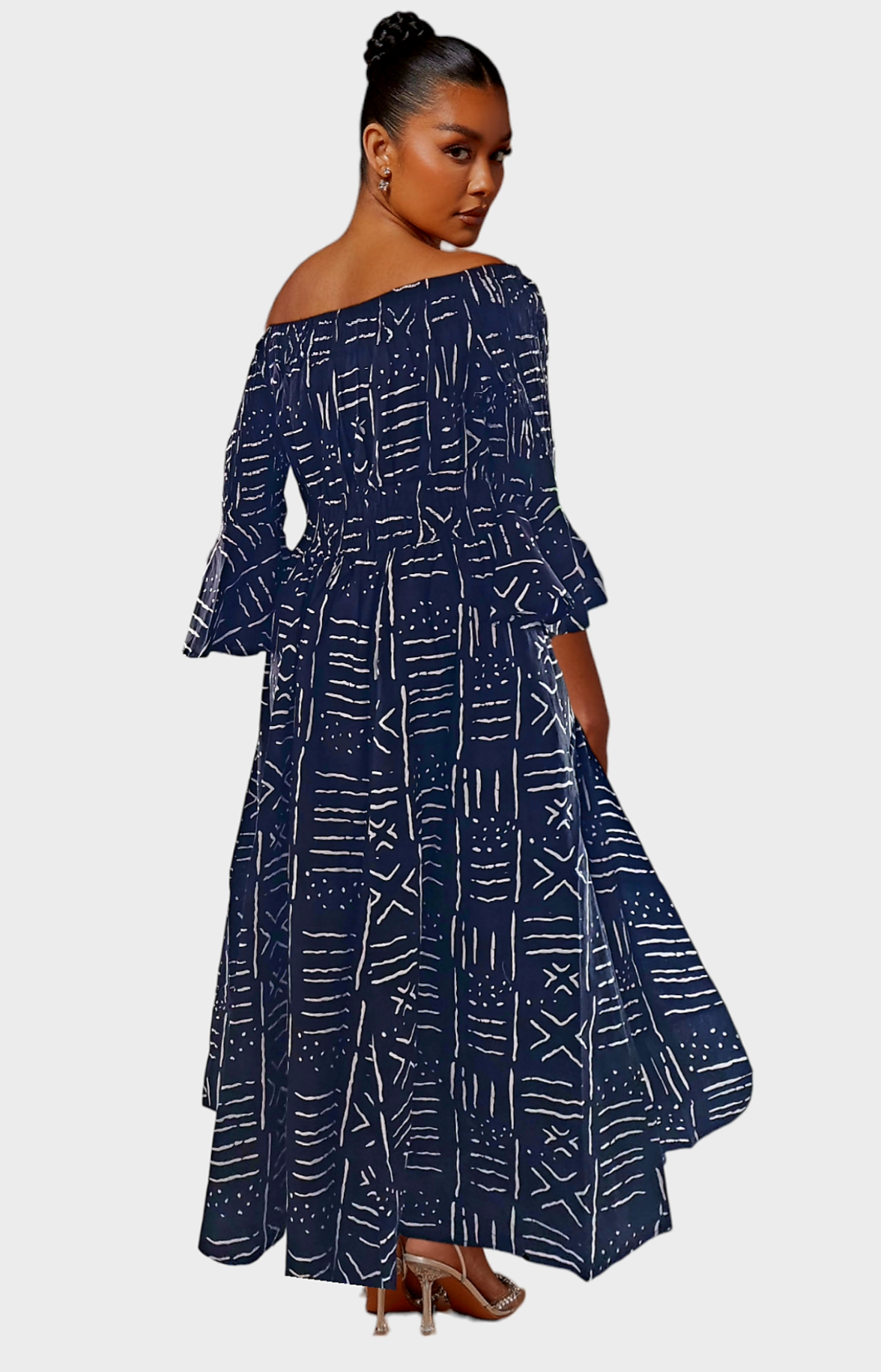 7556 - Smocked Waist Long Dress Tribal