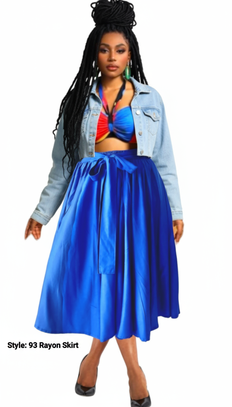 93- Mid Length Rayon Skirt - Royal Blue