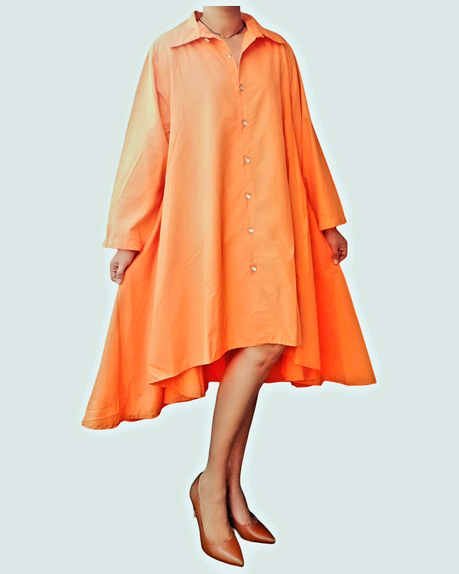 Swing Dress/ Hi/Lo Shirt Dress/ Solid/ Orange-16666