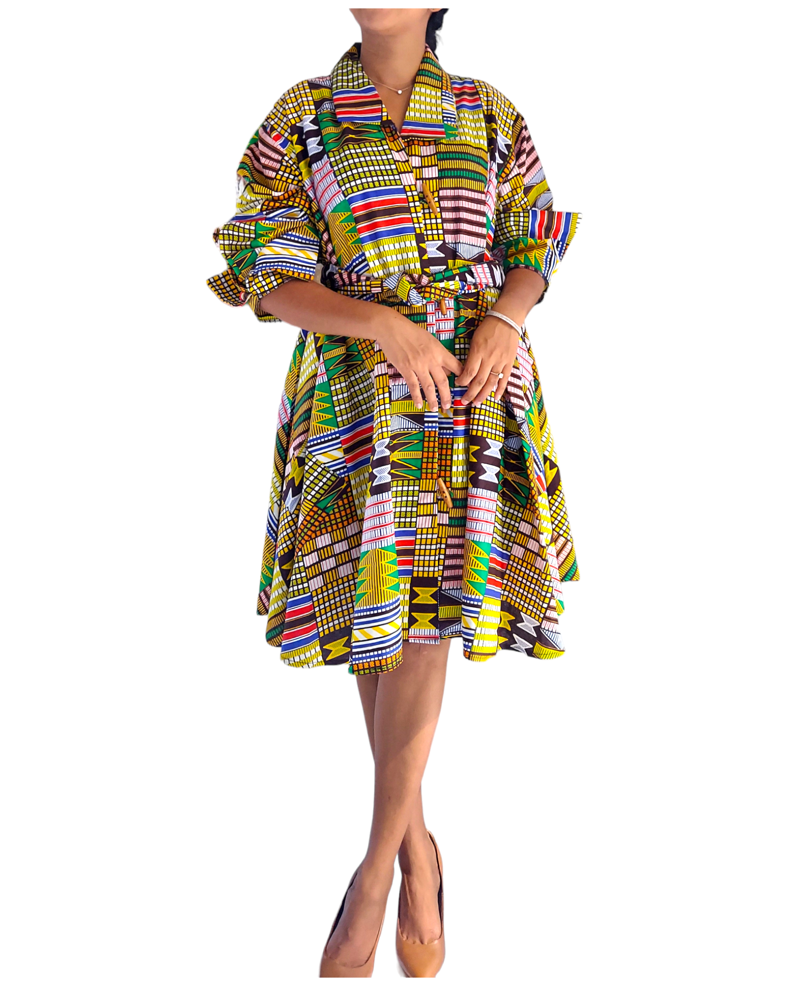 243- Short  Dress / Blouse -Kente