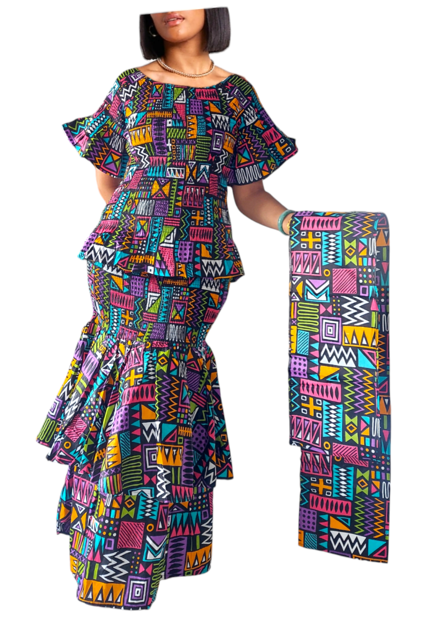 Smock Skirt & Blouse Set - ST15 Multi