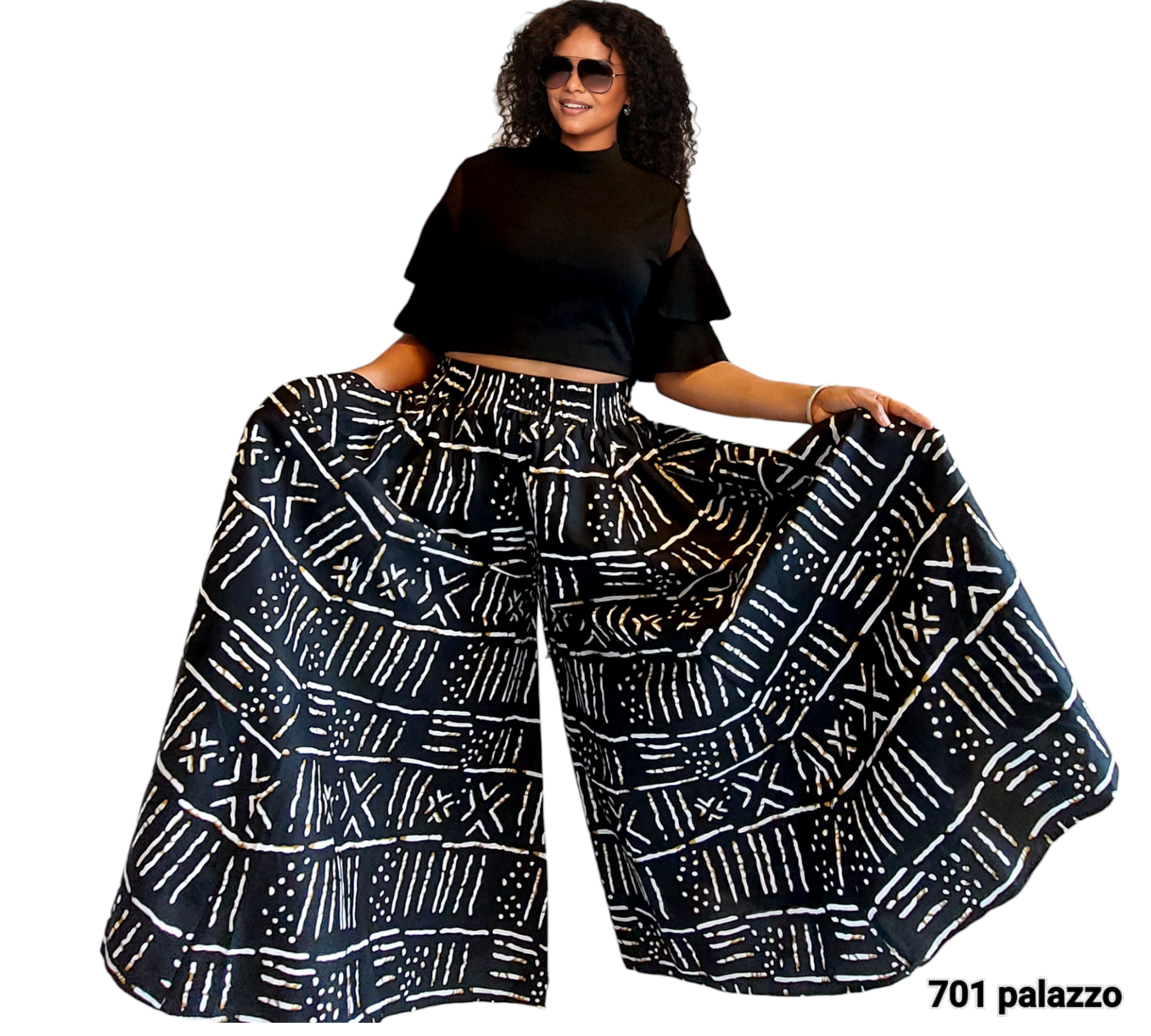 Palazzo Pant- Black Tribal-701