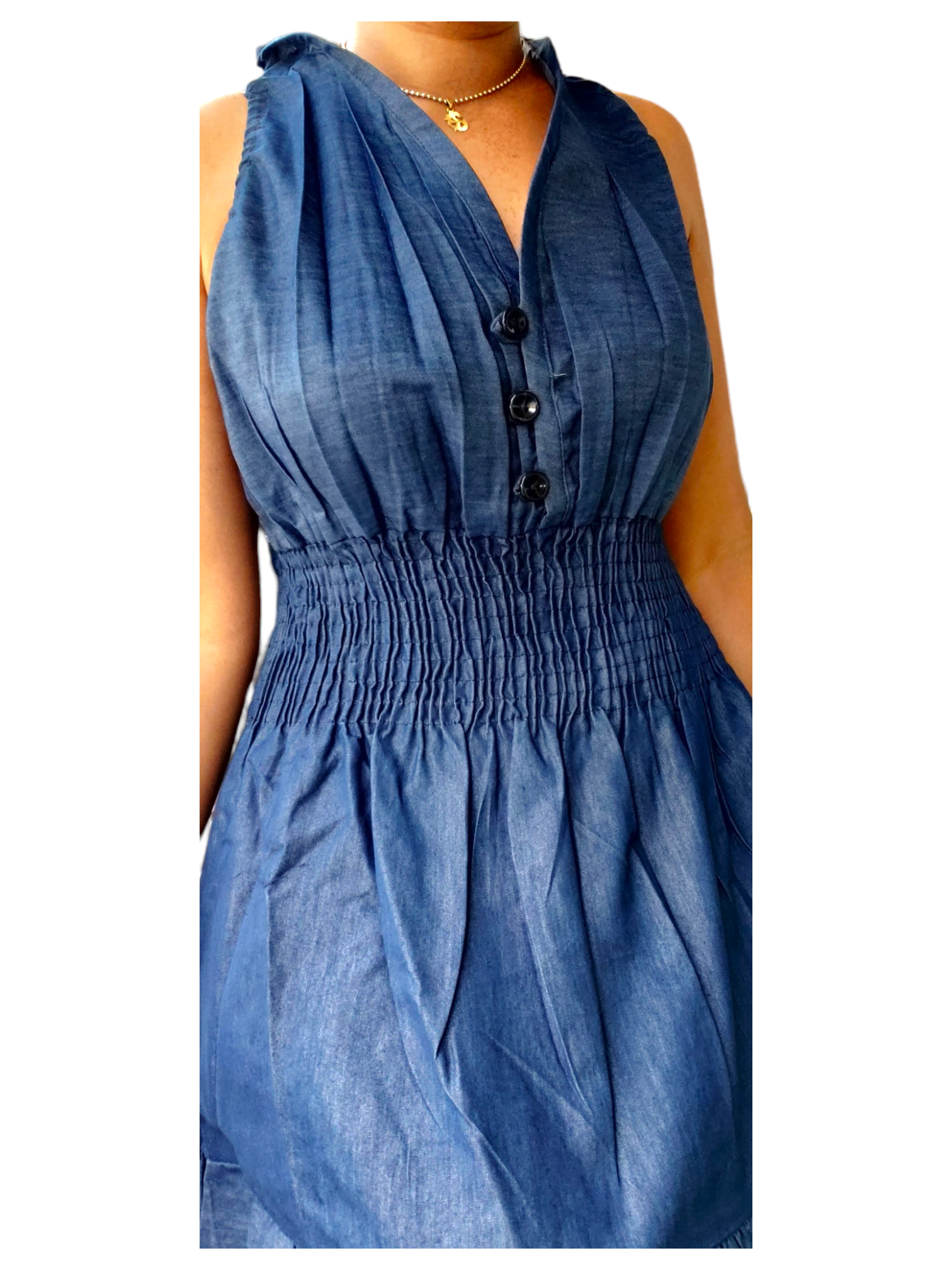 3028 Women Mid Length  Denim Dress