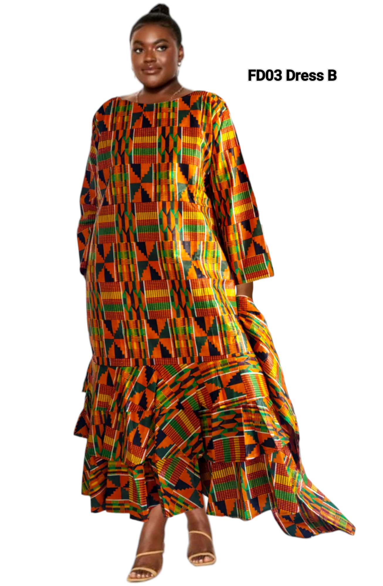 FD03- Women Long Traditional Kente Dress