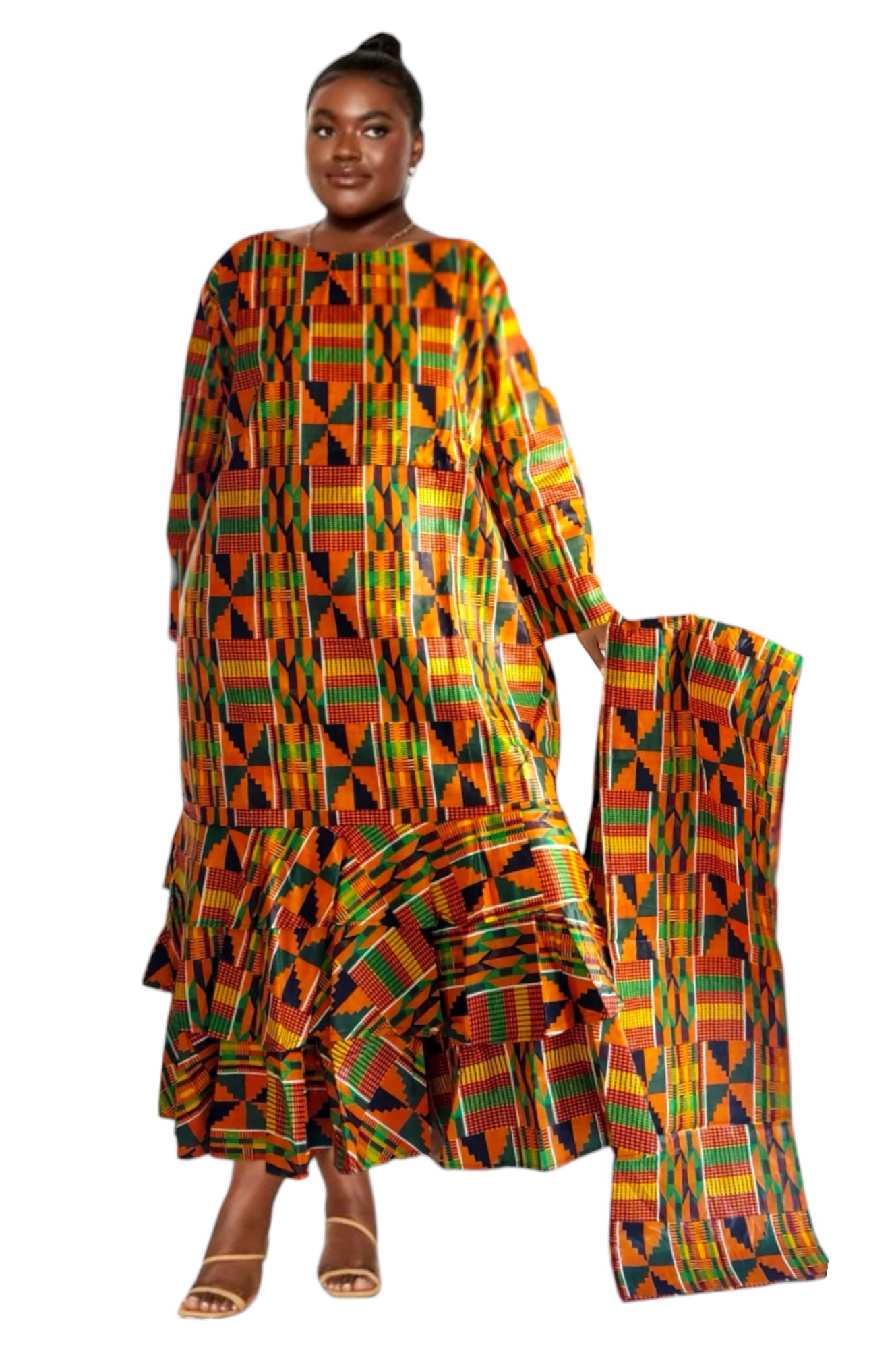 FD03- Women Long Traditional Kente Dress