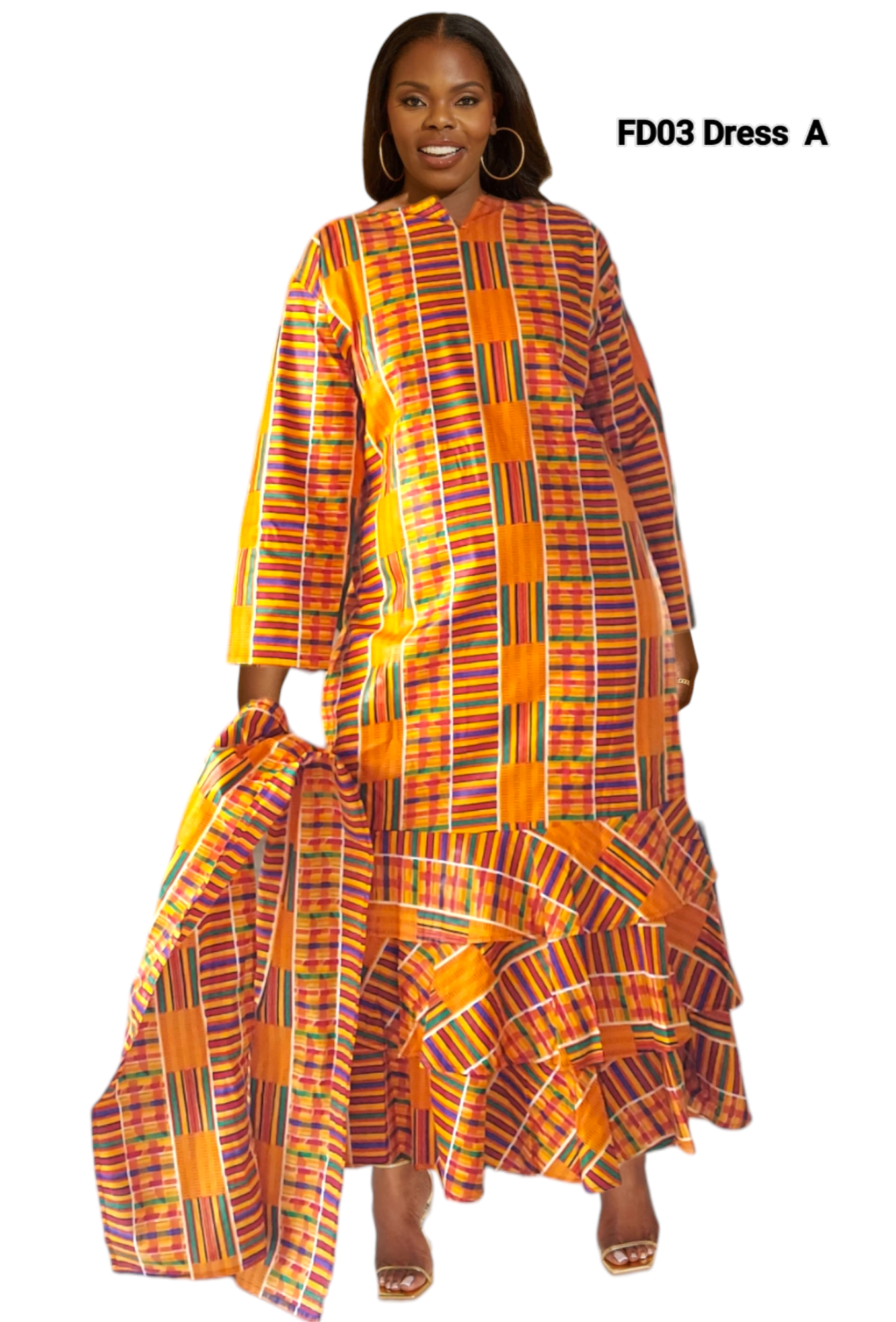 FD03- Women Long Traditional Kente Dress