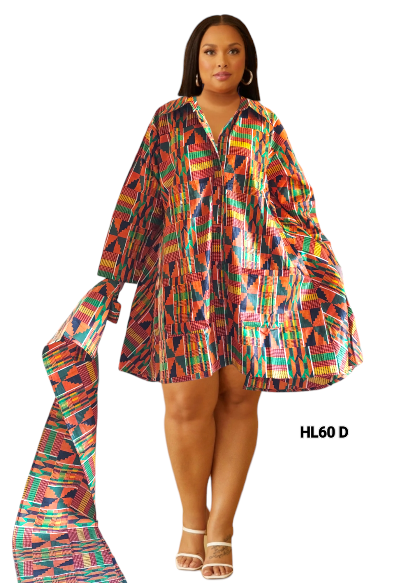 HL60- Short  Dress / Blouse - Kente