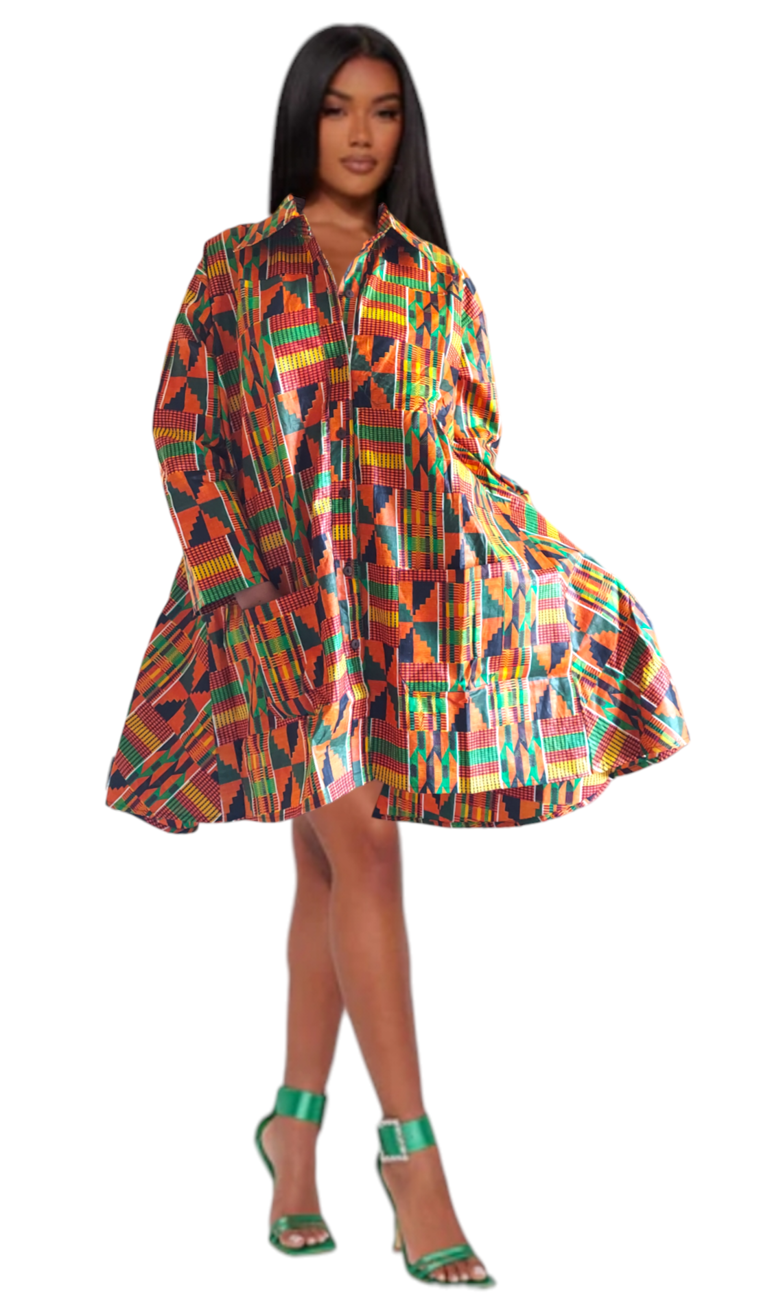 HL60- Short  Dress / Blouse - Kente