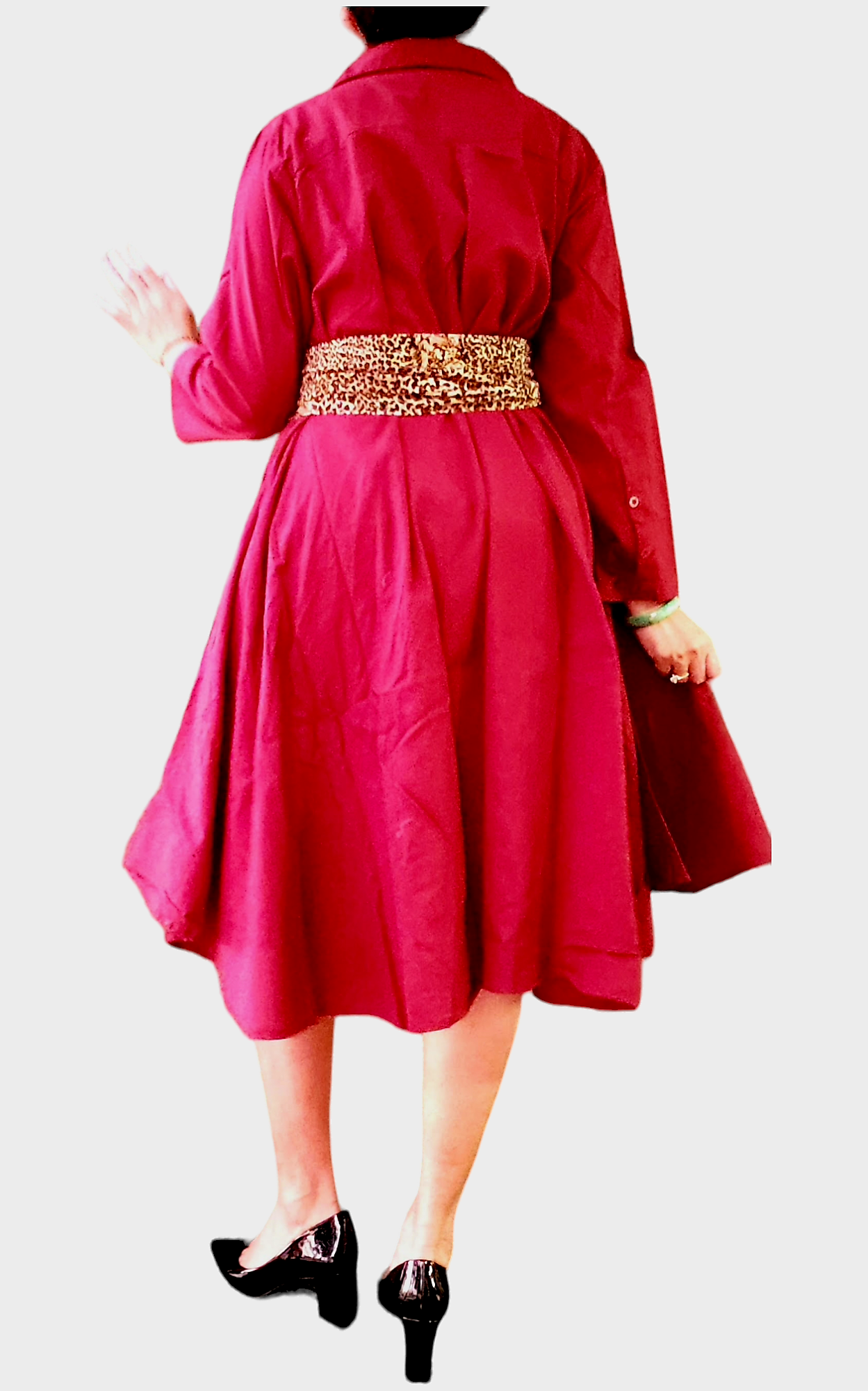 7042 Cotton Swing Dress - Burgundy