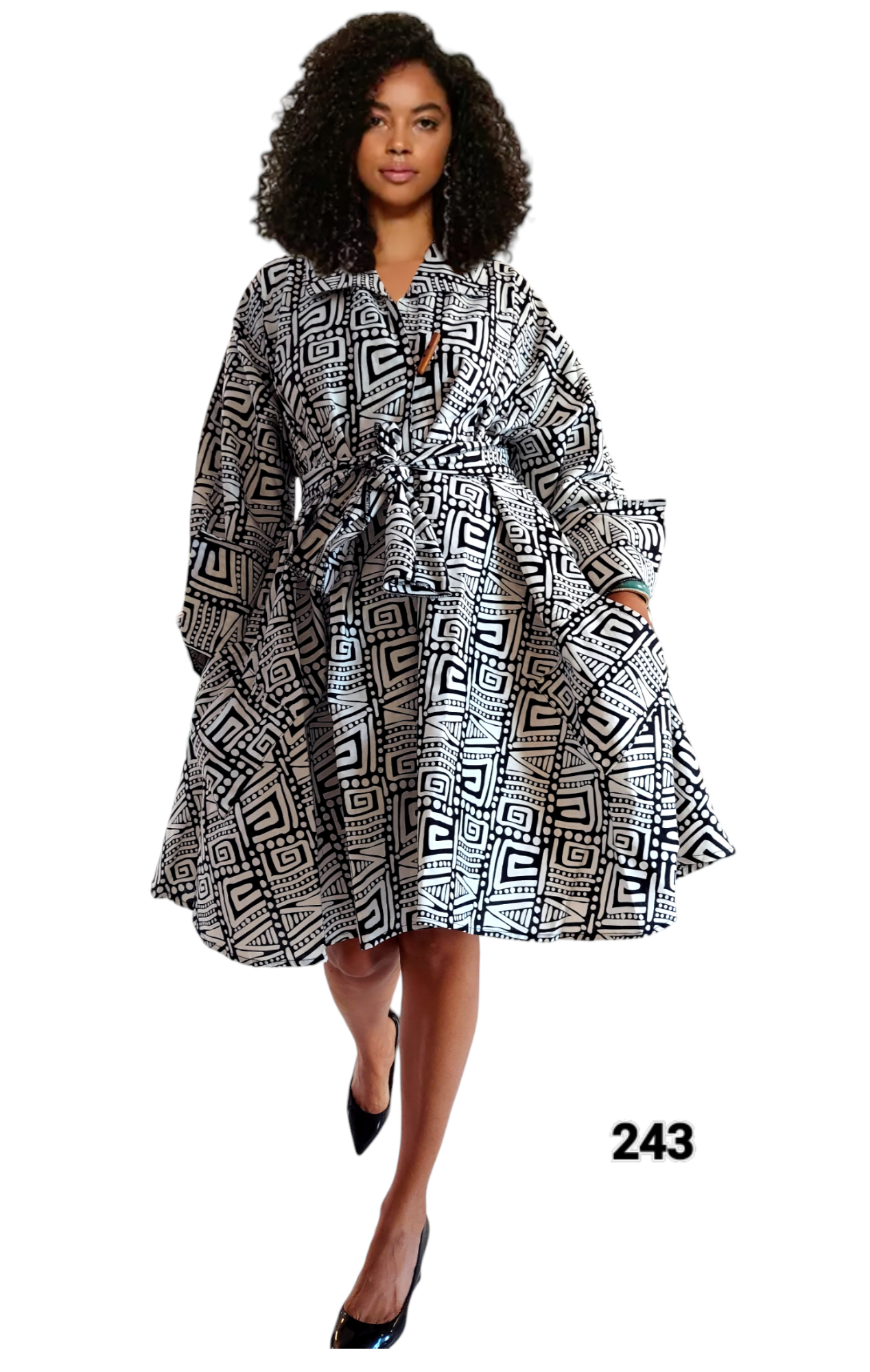 243- Cotton Short  Dress / Blouse- Geometric Pattern