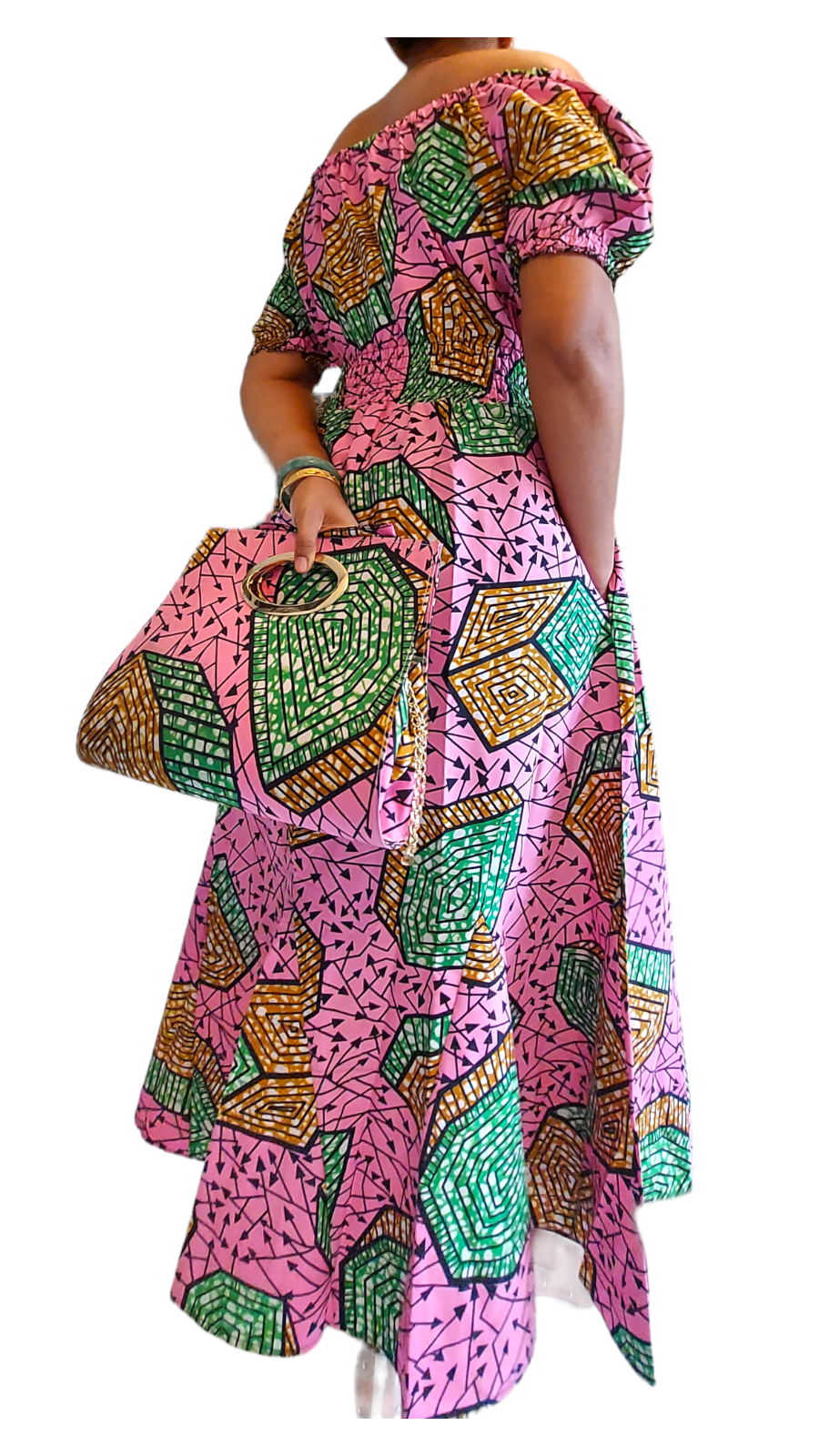 1104 Set / Maxi Dress With Pocketbook