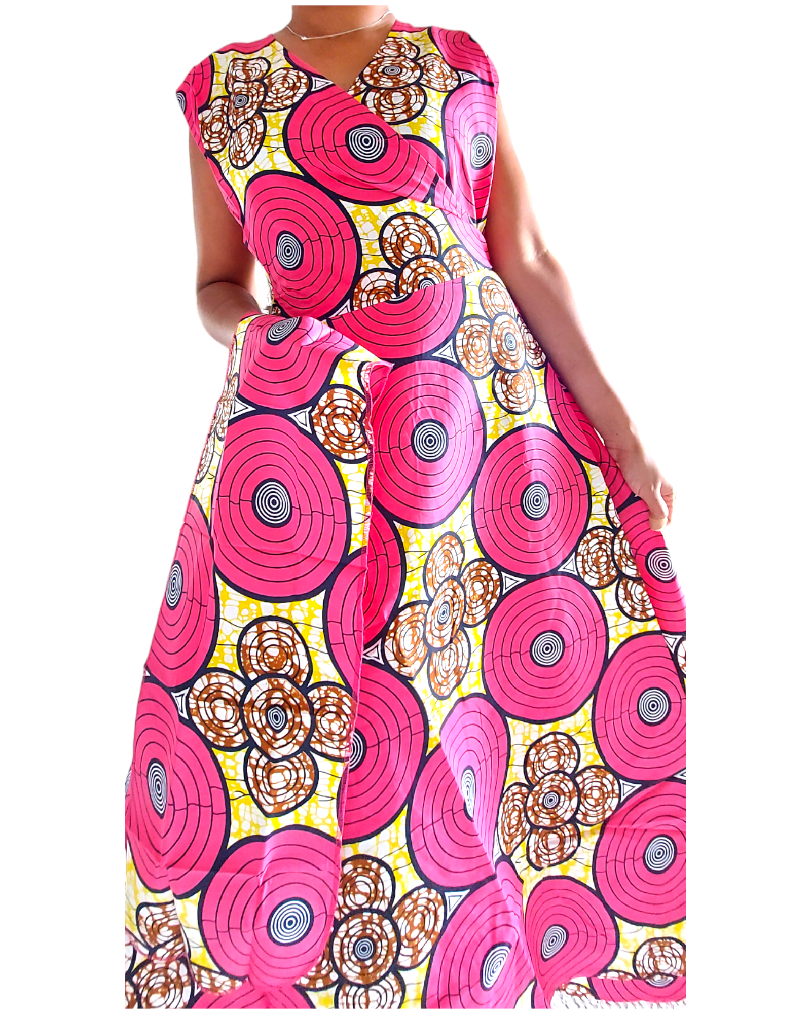 8002 Printed Wrap Dress /Sleeveless