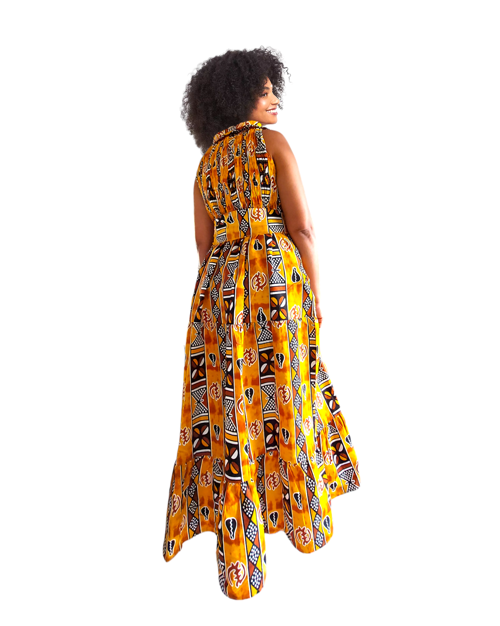 A3028 - Long Halter Dress With Scarf