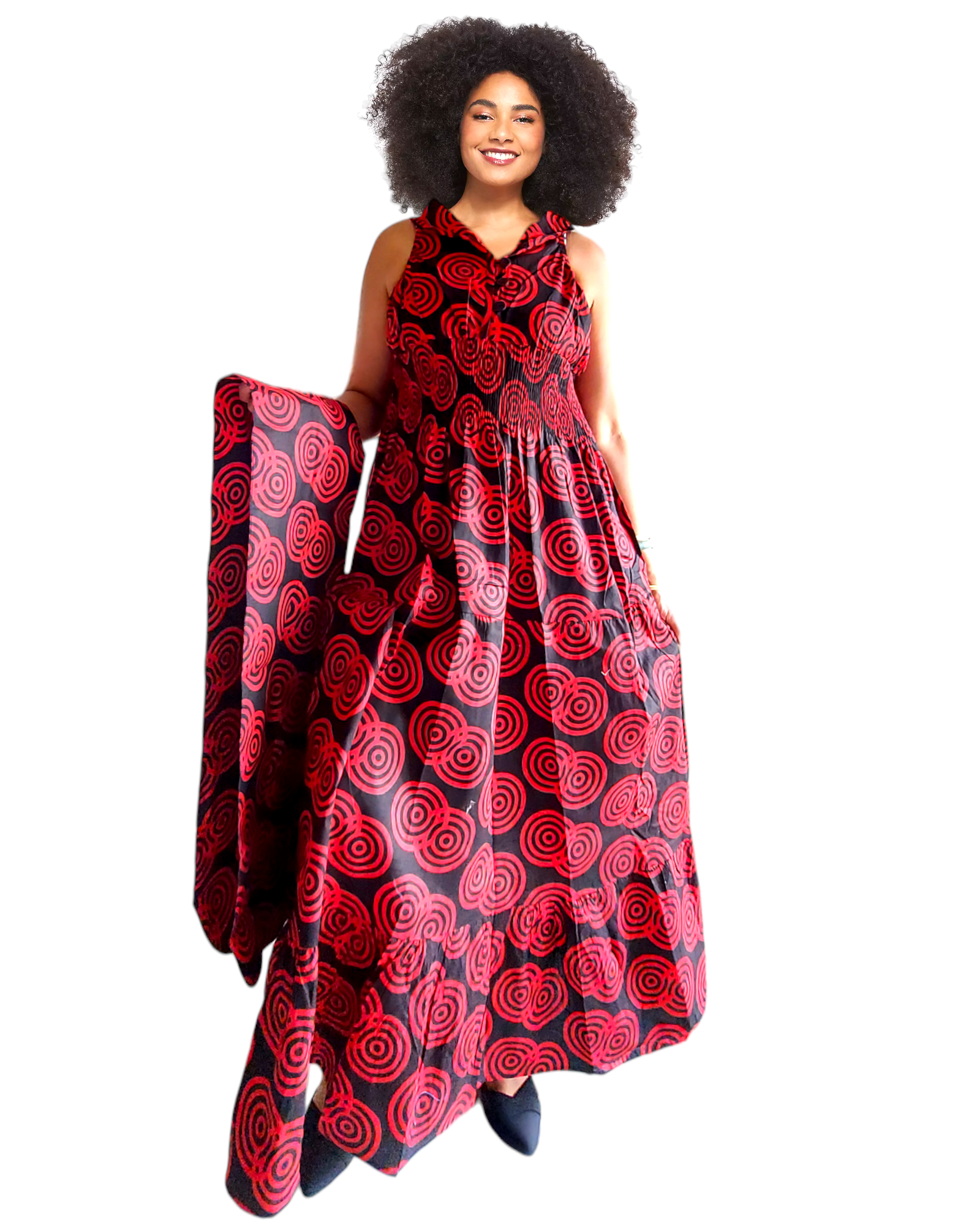 A3028 - Long Halter Dress With Scarf