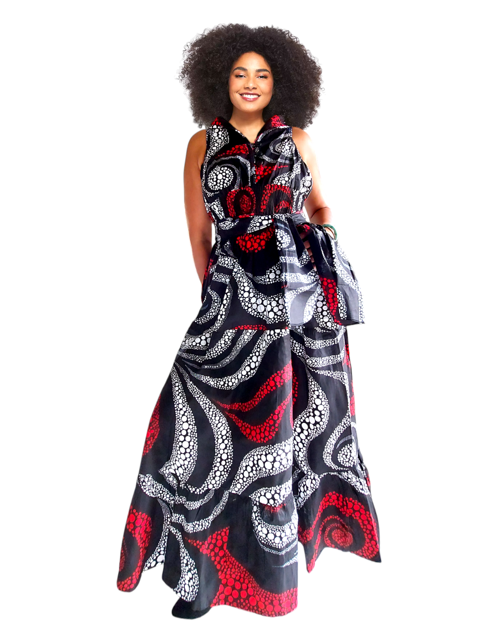 A3028 - Long Halter Dress With Scarf