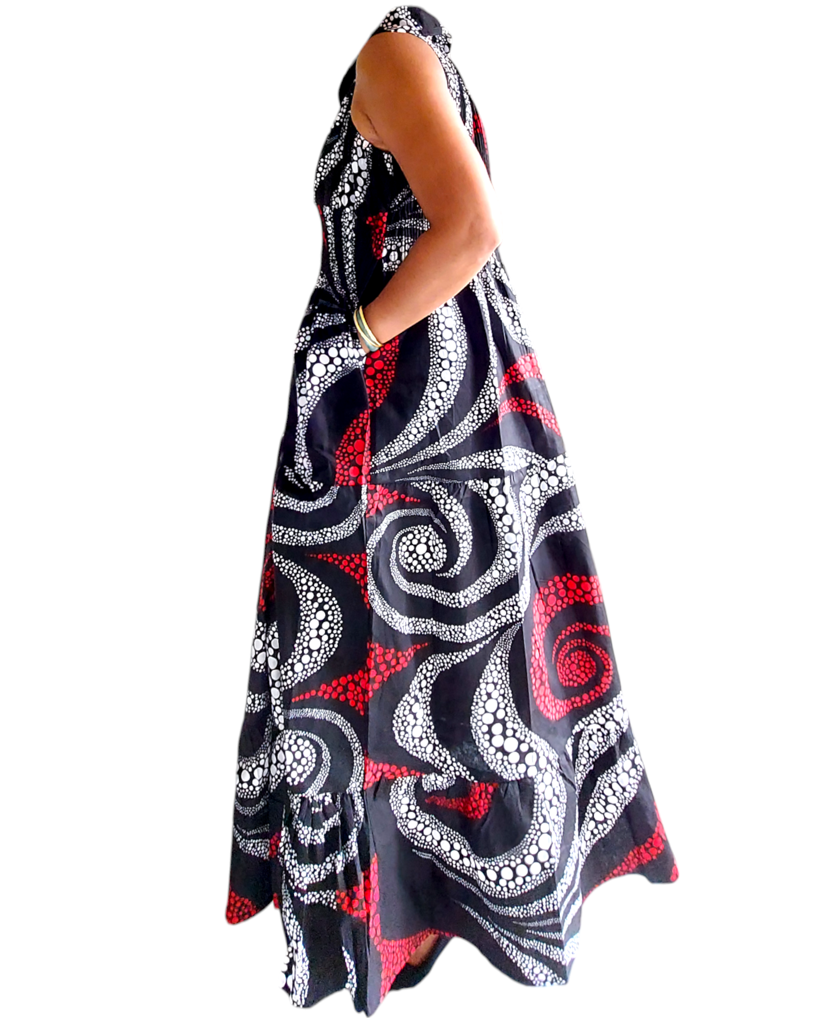 A3028 - Long Halter Dress With Scarf