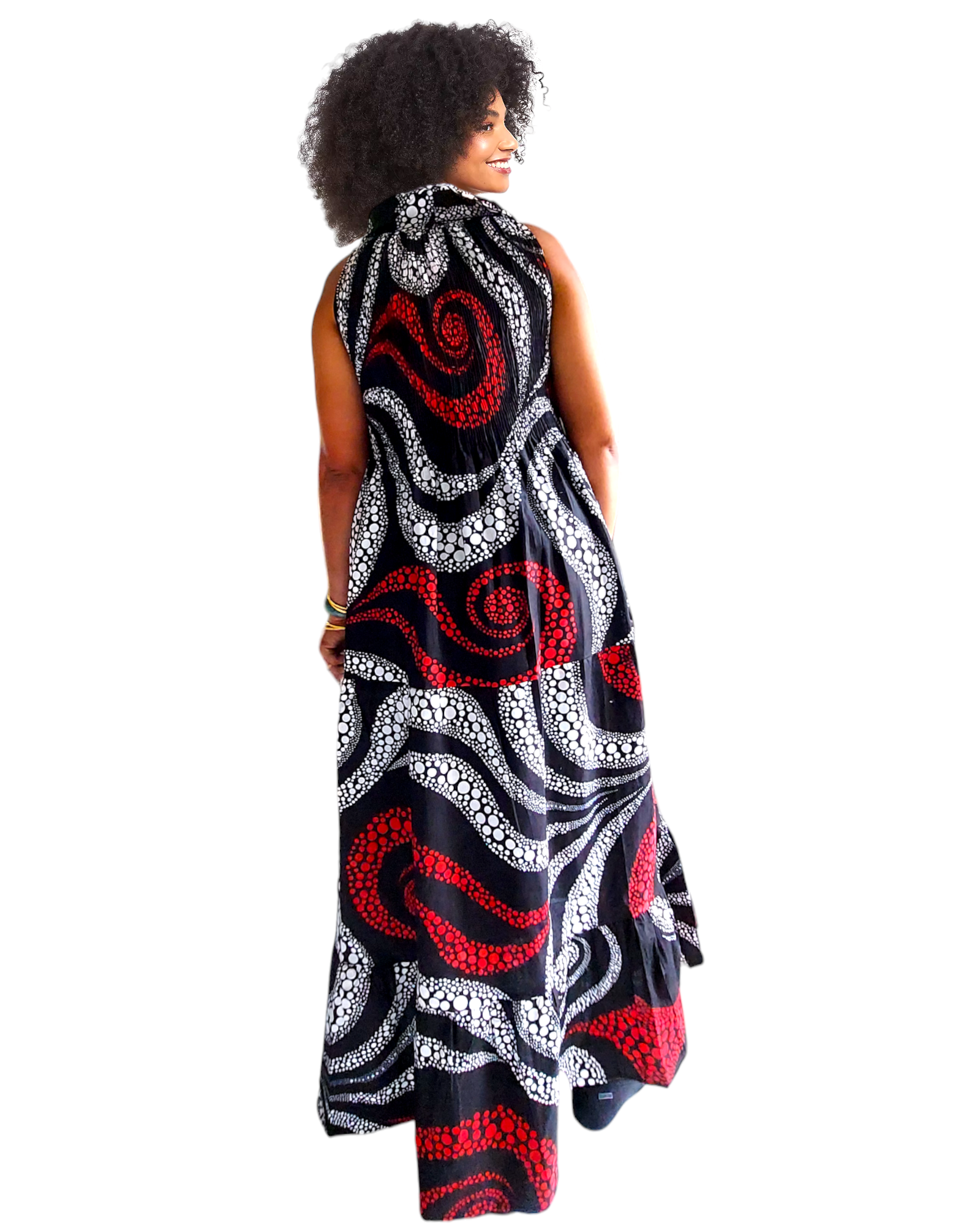 A3028 - Long Halter Dress With Scarf