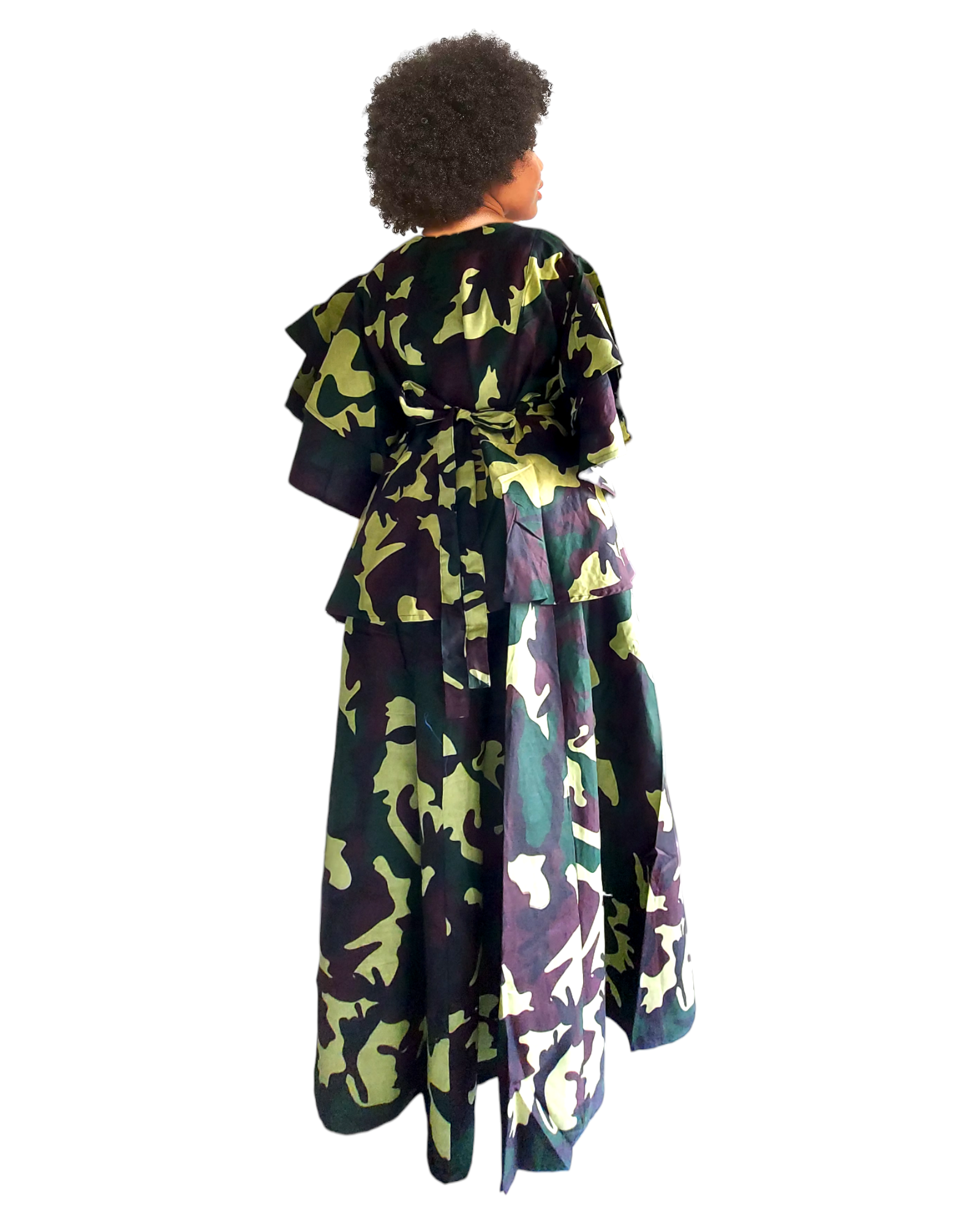 Skirt and Wrap Blouse set / camouflage print