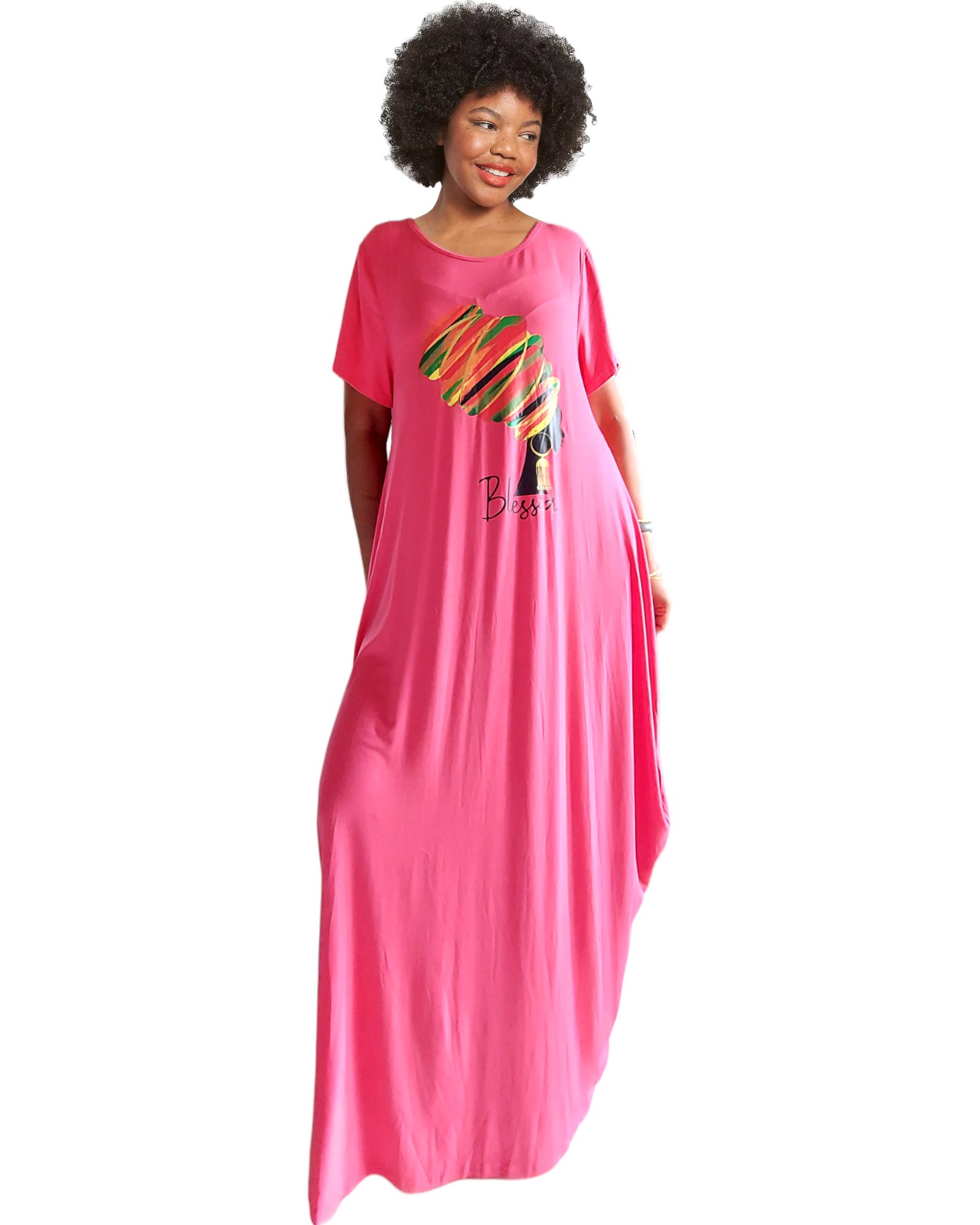 Blessed Afro Bubble  Jersey  Dress/Short Sleeve /2022SS Pink