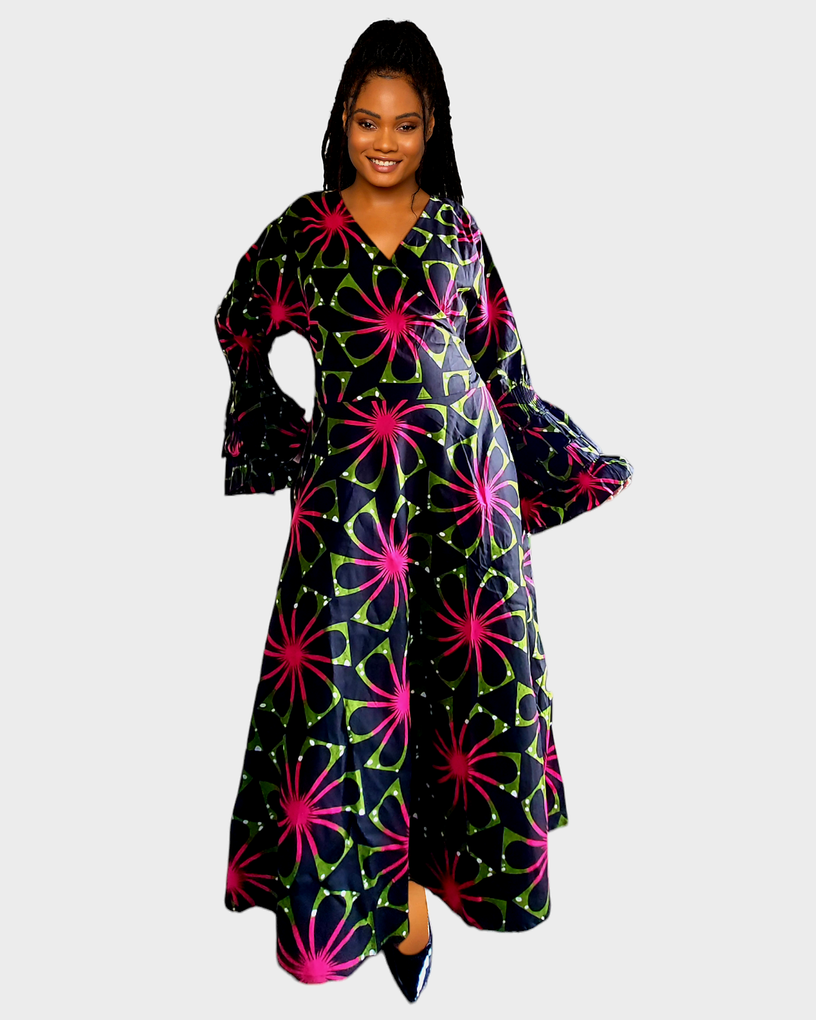 70- Long Wrap Dress- Floral Print